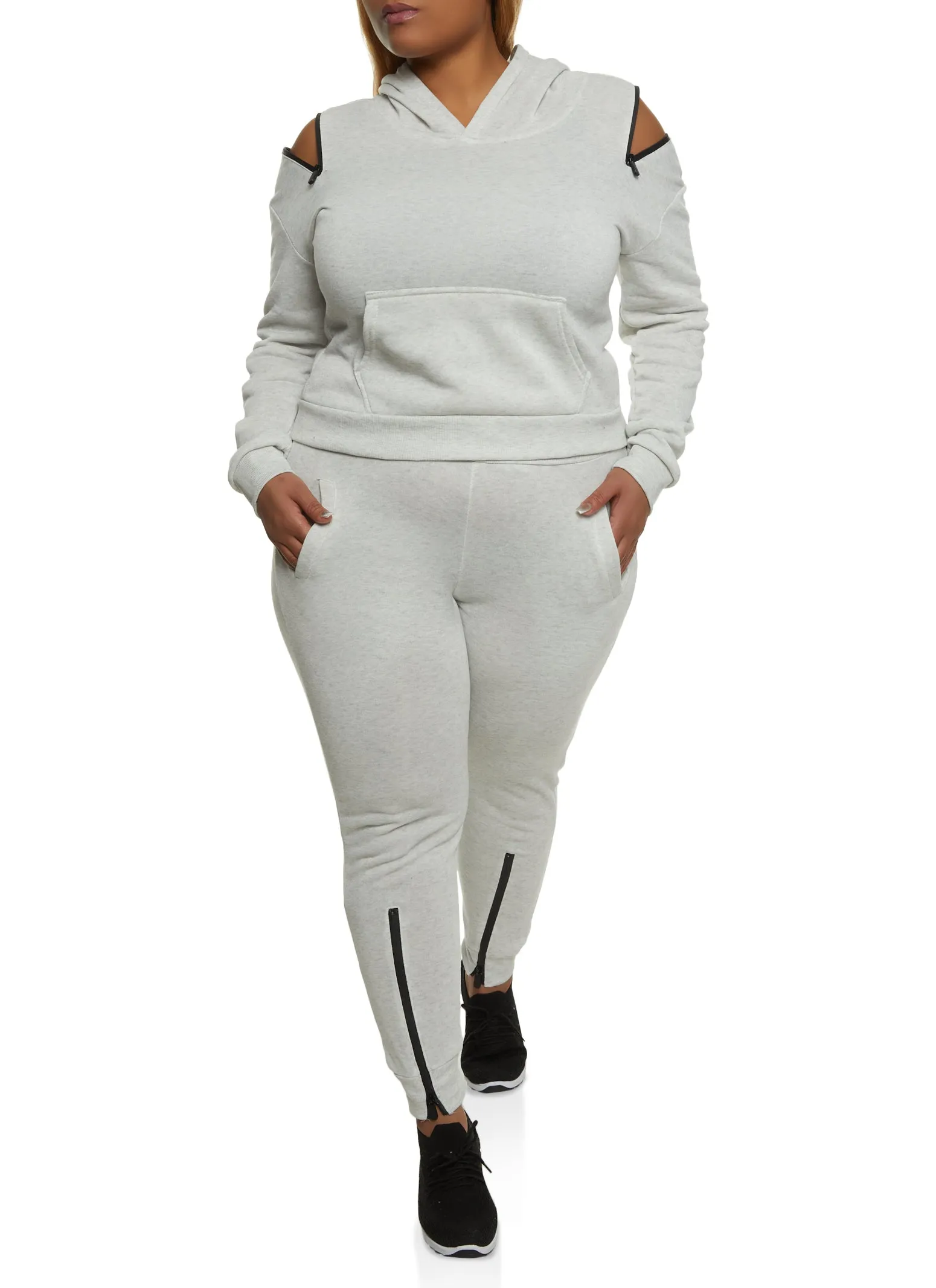 Plus Size Zipper Detail Pullover Hoodie sold by Rainbow product image thumbnail 2