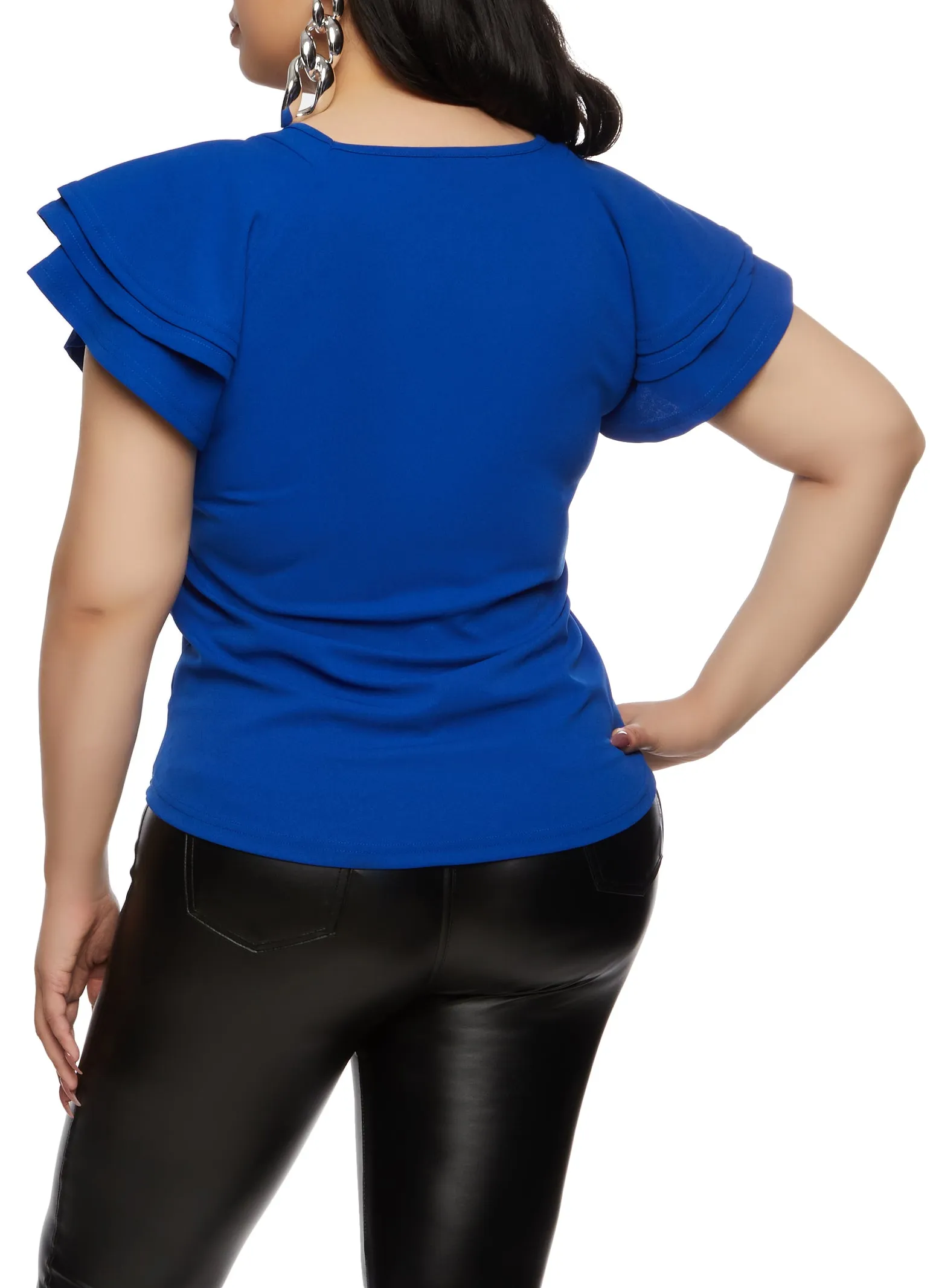 Plus Size Tiered Flutter Short Sleeve Blouse sold by Rainbow product image thumbnail 2