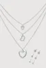 Cubic Zirconia Layered Heart Necklace and Stud Earrings Set of 4 sold by Rainbow