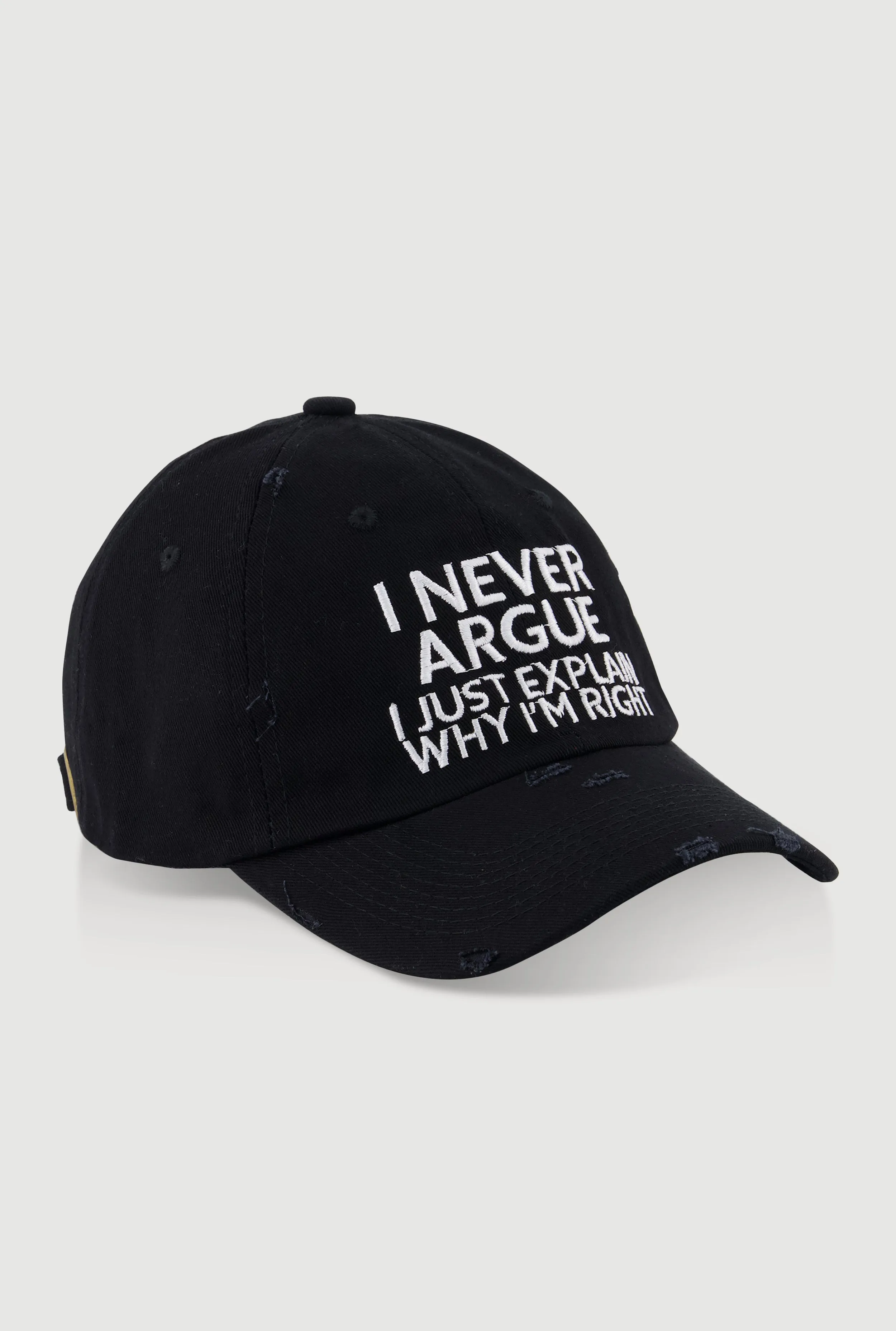 I Never Argue Graphic Baseball Hat sold by Rainbow