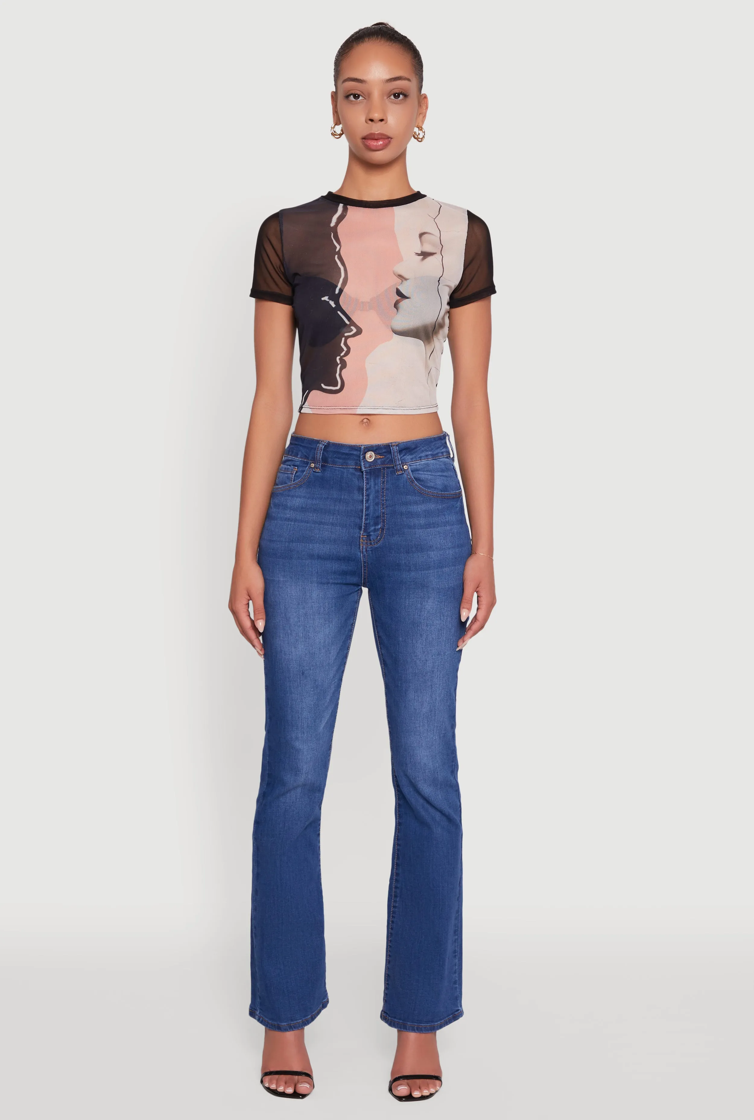 Mesh Faces Graphic Print Crop Tee sold by Rainbow product image thumbnail 3