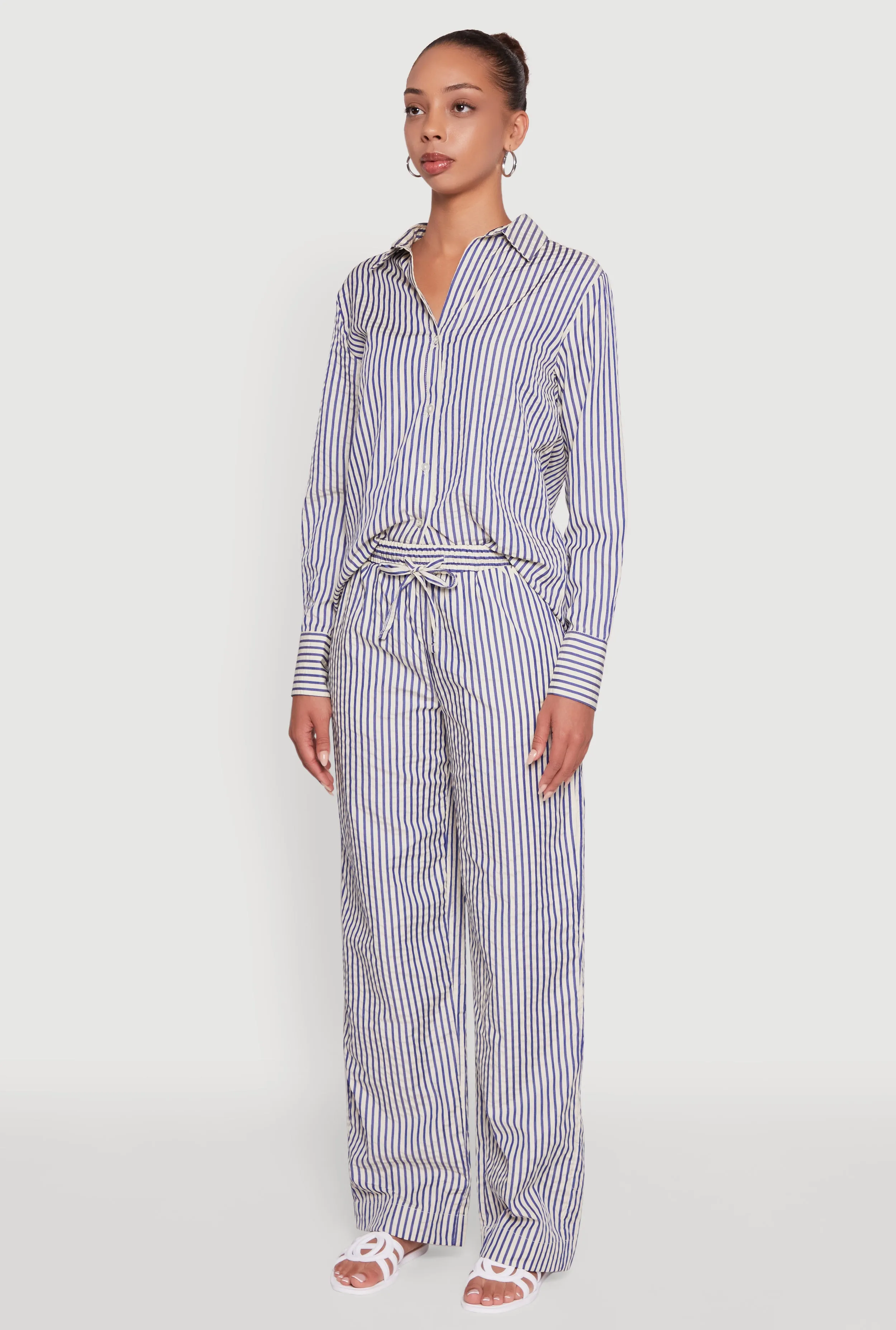 Striped Button Front Long Sleeve Shirt sold by Rainbow product image thumbnail 5