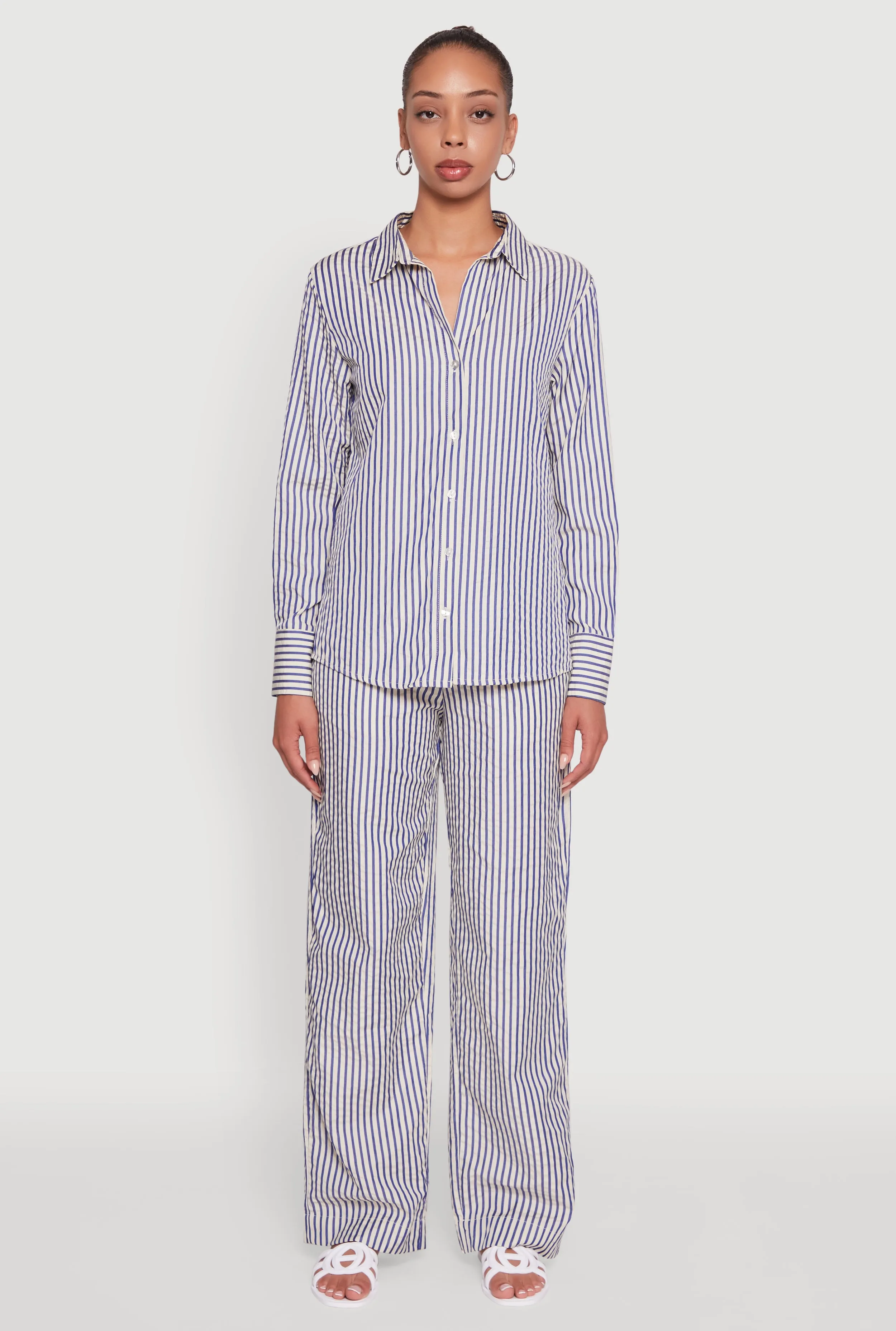 Striped Button Front Long Sleeve Shirt sold by Rainbow product image thumbnail 3