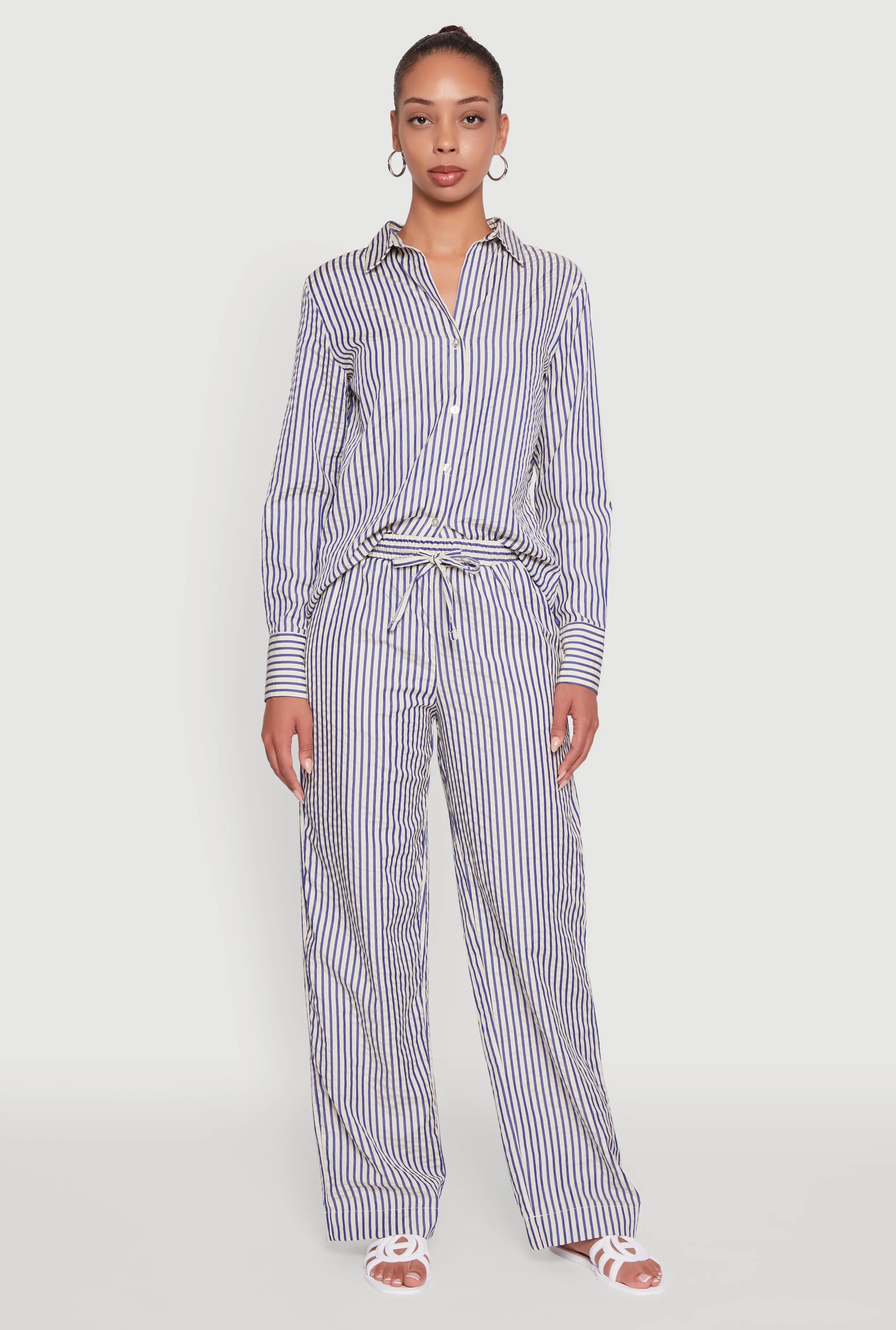 Striped Button Front Long Sleeve Shirt sold by Rainbow product image thumbnail 2