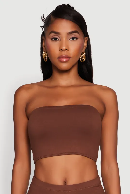 Trendy Solid Cropped Bandeau Top sold by Rainbow