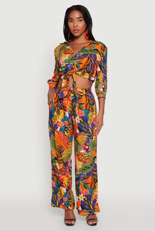 Trendy High Waisted Floral Wide Leg Pants sold by Rainbow