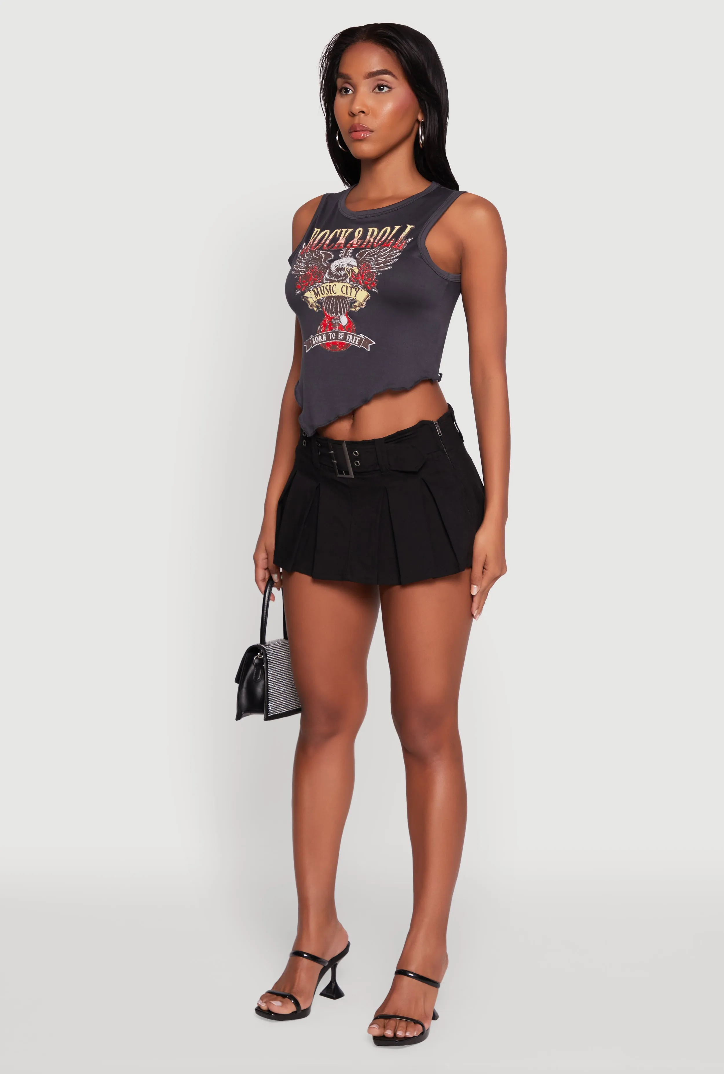 Rock and Roll Graphic Cropped Tank Top sold by Rainbow product image thumbnail 5