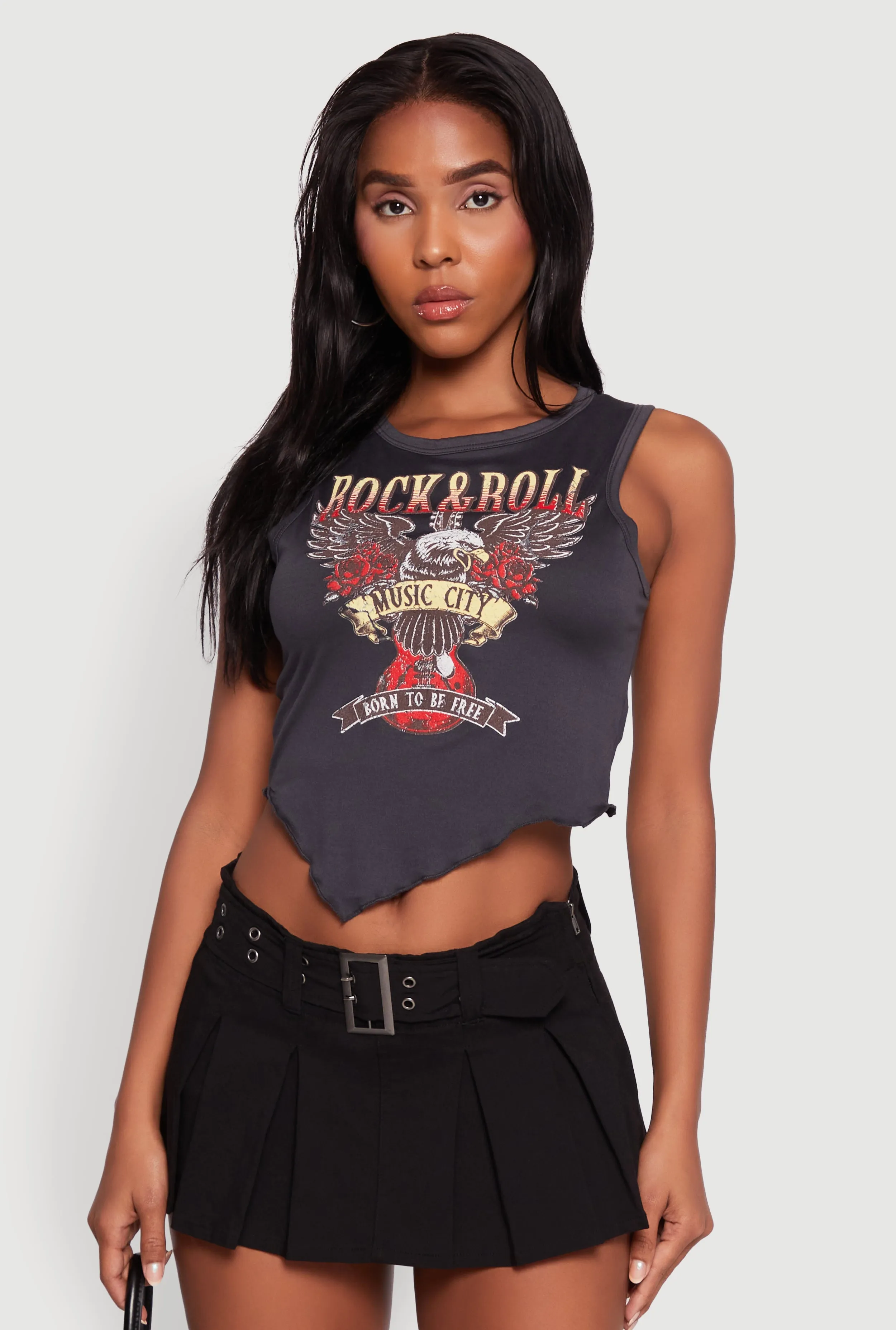 Rock and Roll Graphic Cropped Tank Top sold by Rainbow product image thumbnail 2