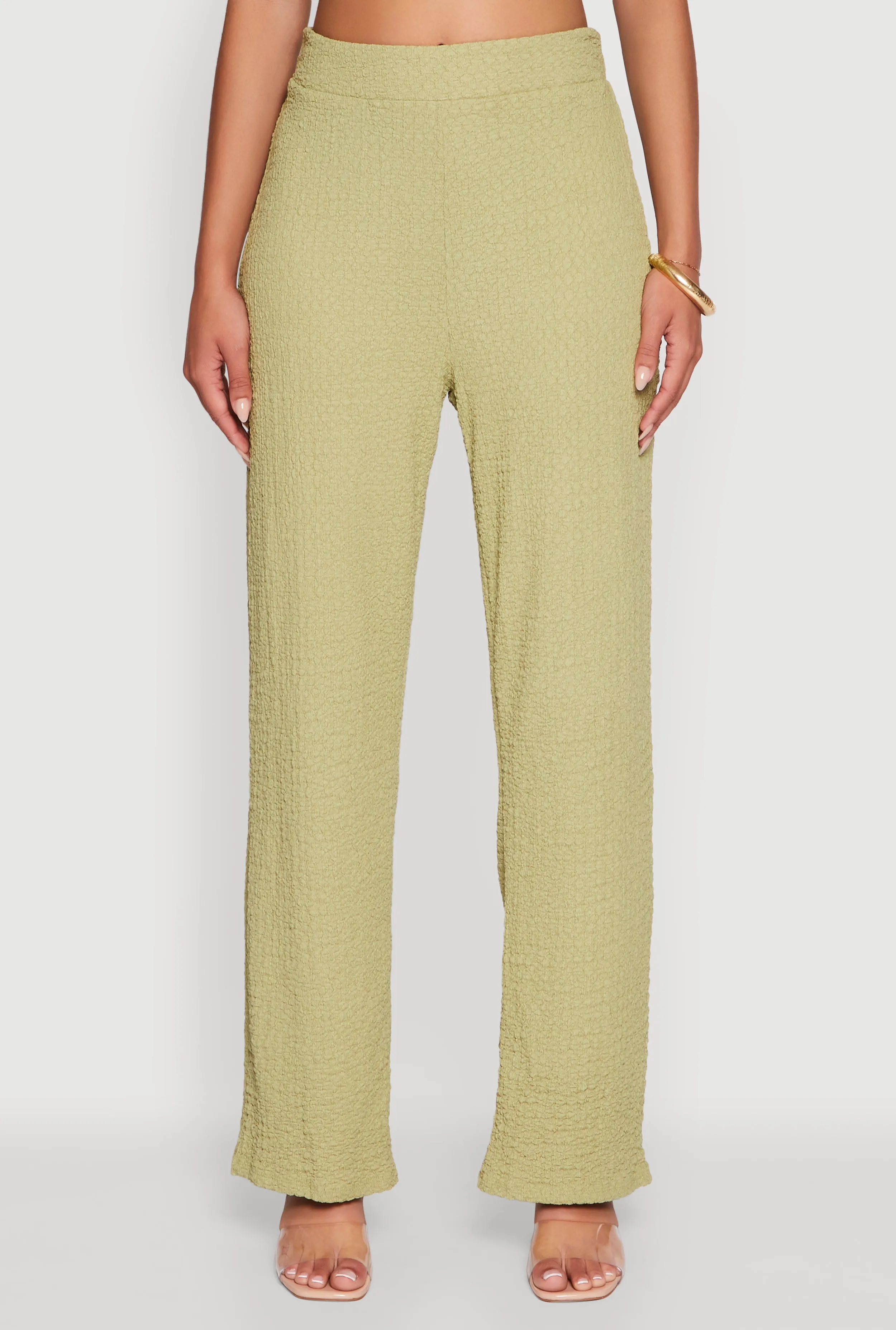 Trendy Solid High Waisted Wide Leg Pants sold by Rainbow product image thumbnail 3