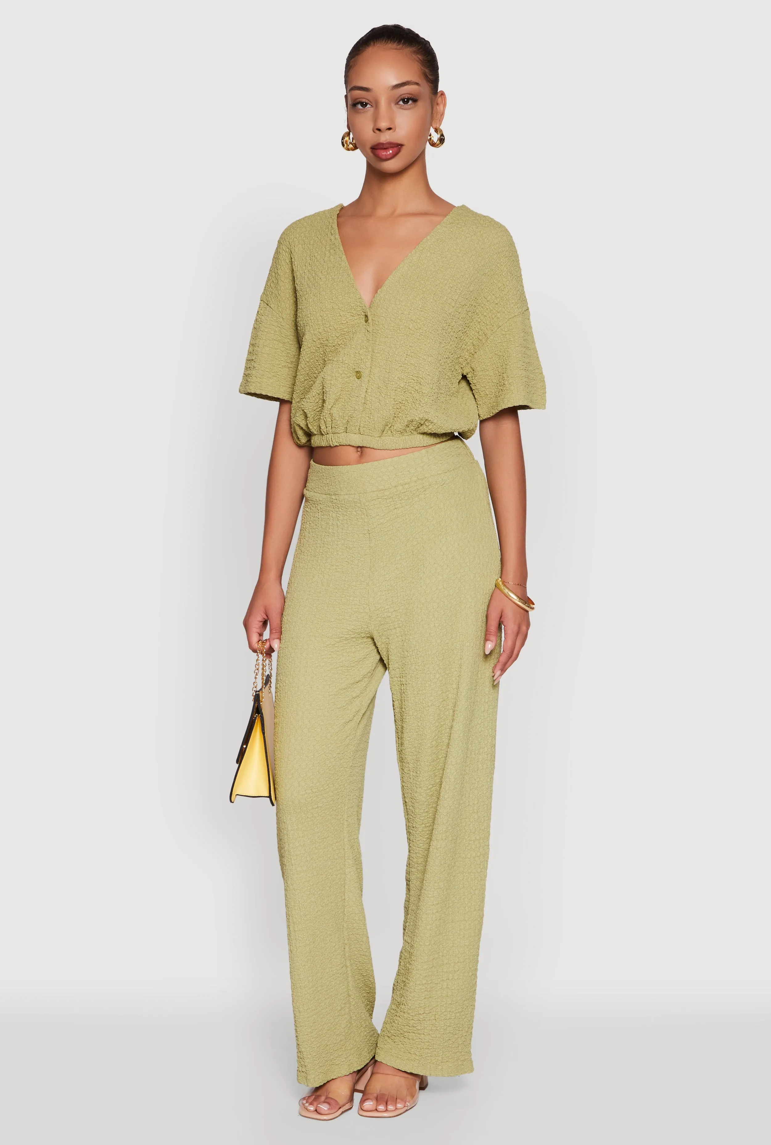 Trendy Solid High Waisted Wide Leg Pants sold by Rainbow