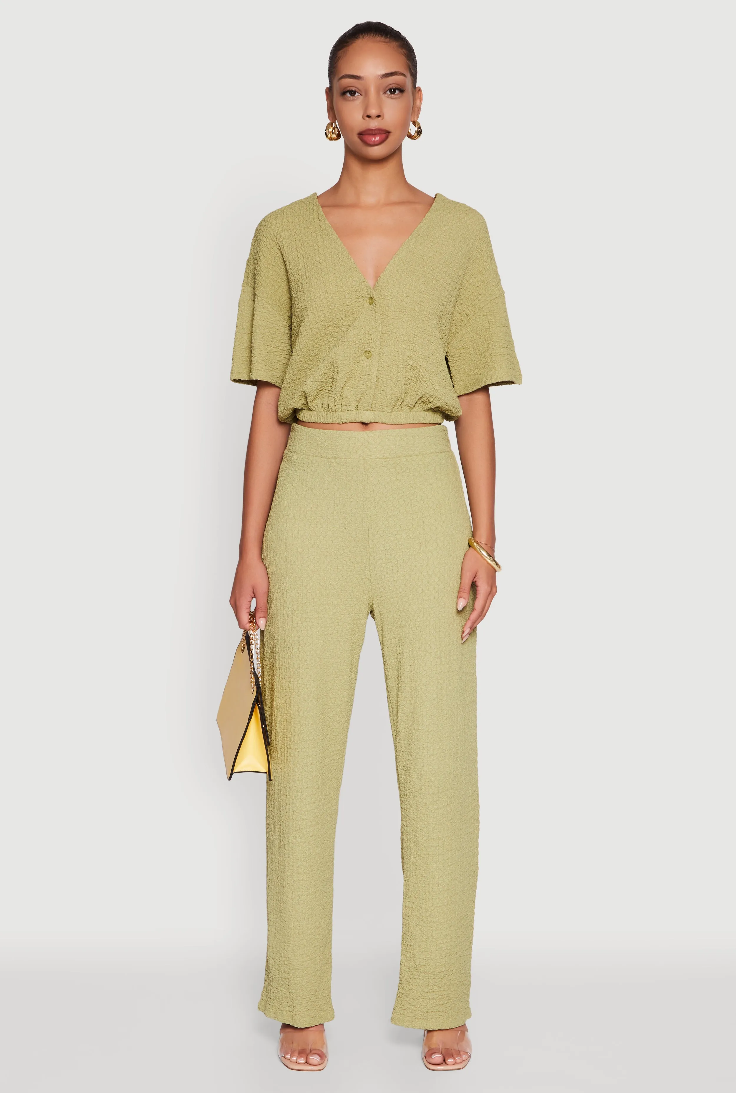 Trendy Solid High Waisted Wide Leg Pants sold by Rainbow product image thumbnail 2