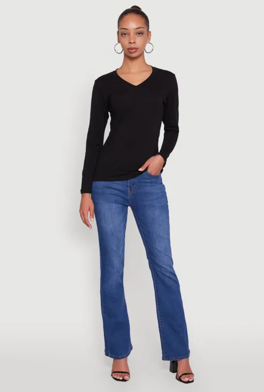 V-Neck Long Sleeve Solid T-Shirt sold by Rainbow