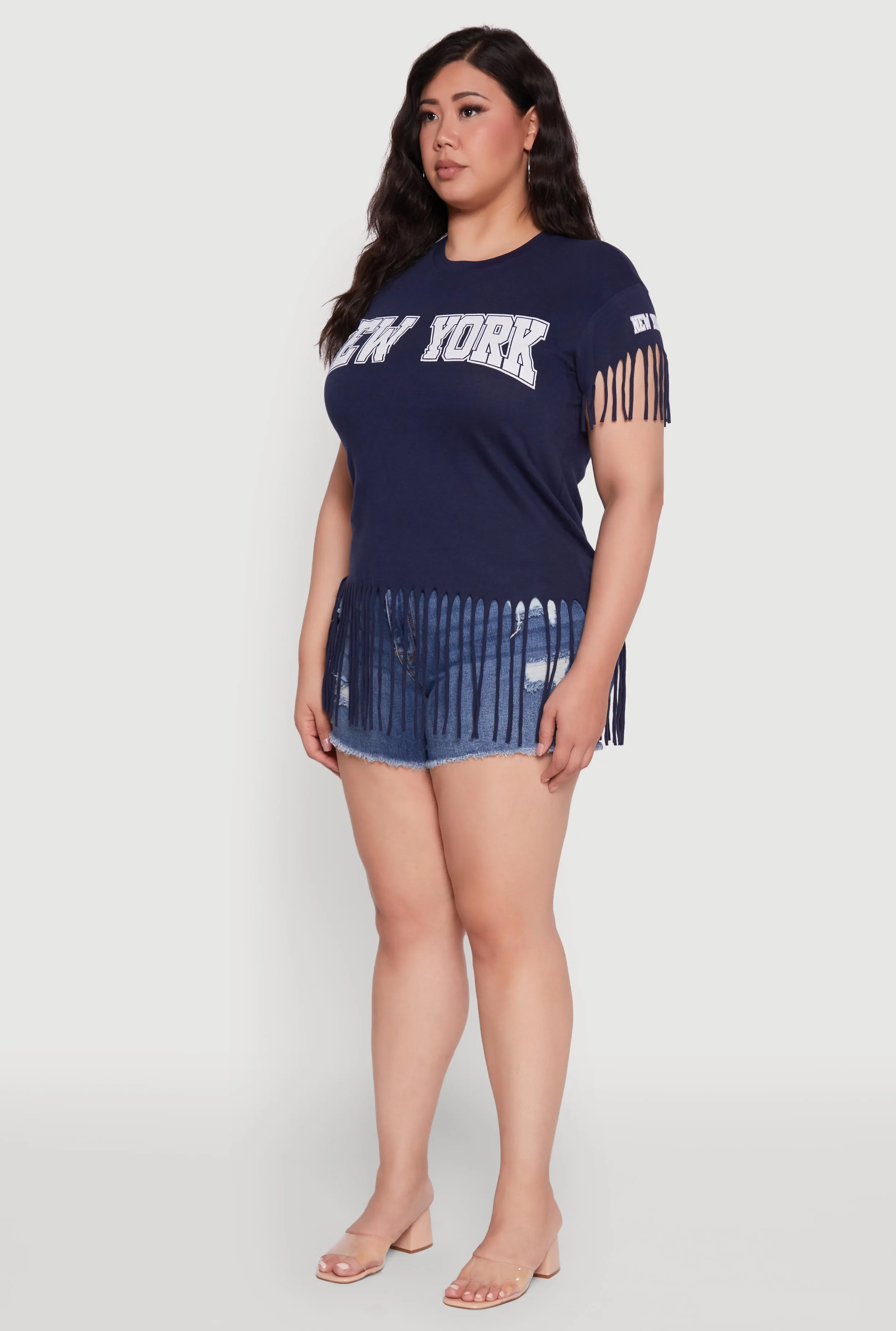Plus Size New York Graphic Fringe Hem Tee sold by Rainbow product image thumbnail 5