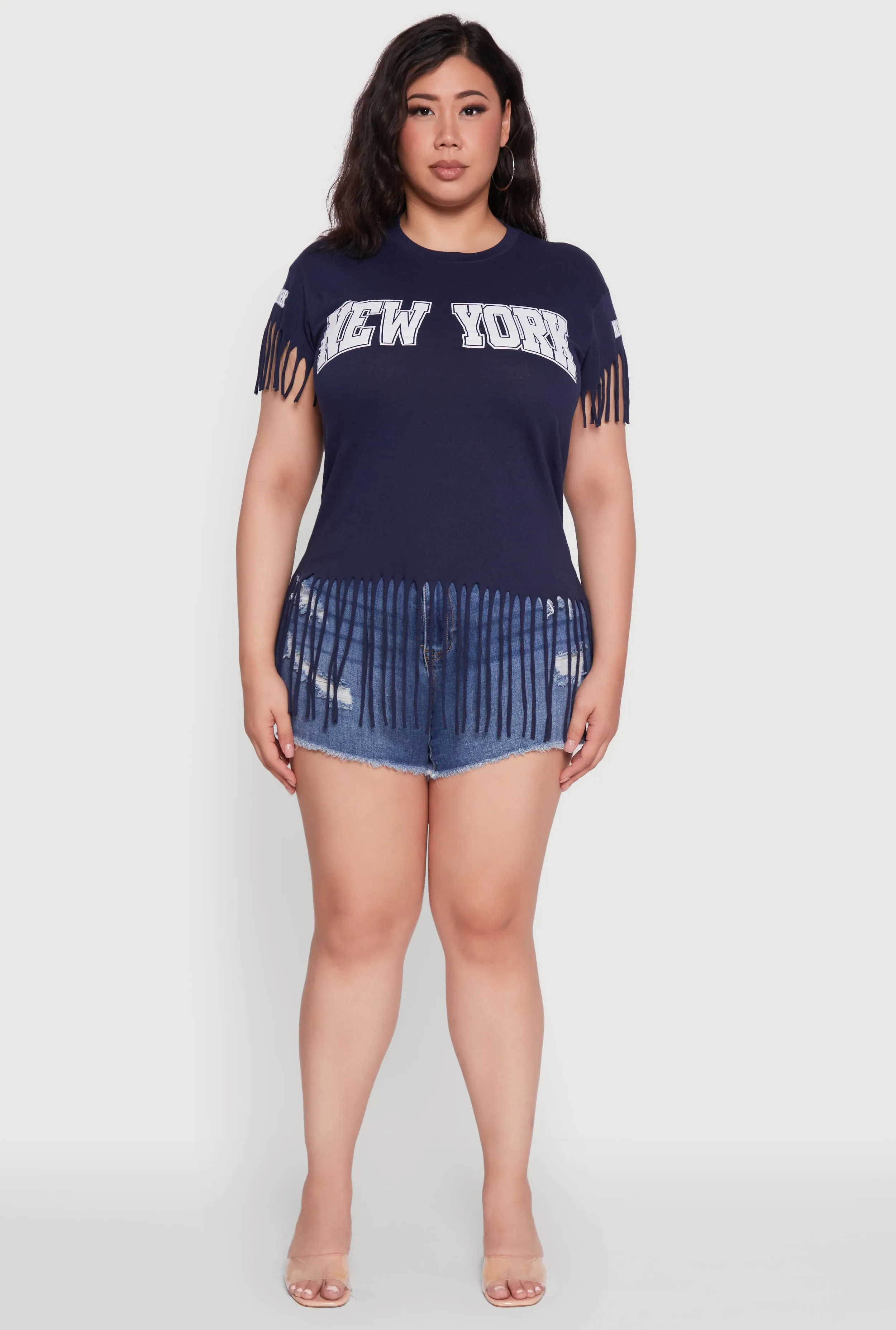 Plus Size New York Graphic Fringe Hem Tee sold by Rainbow product image thumbnail 3