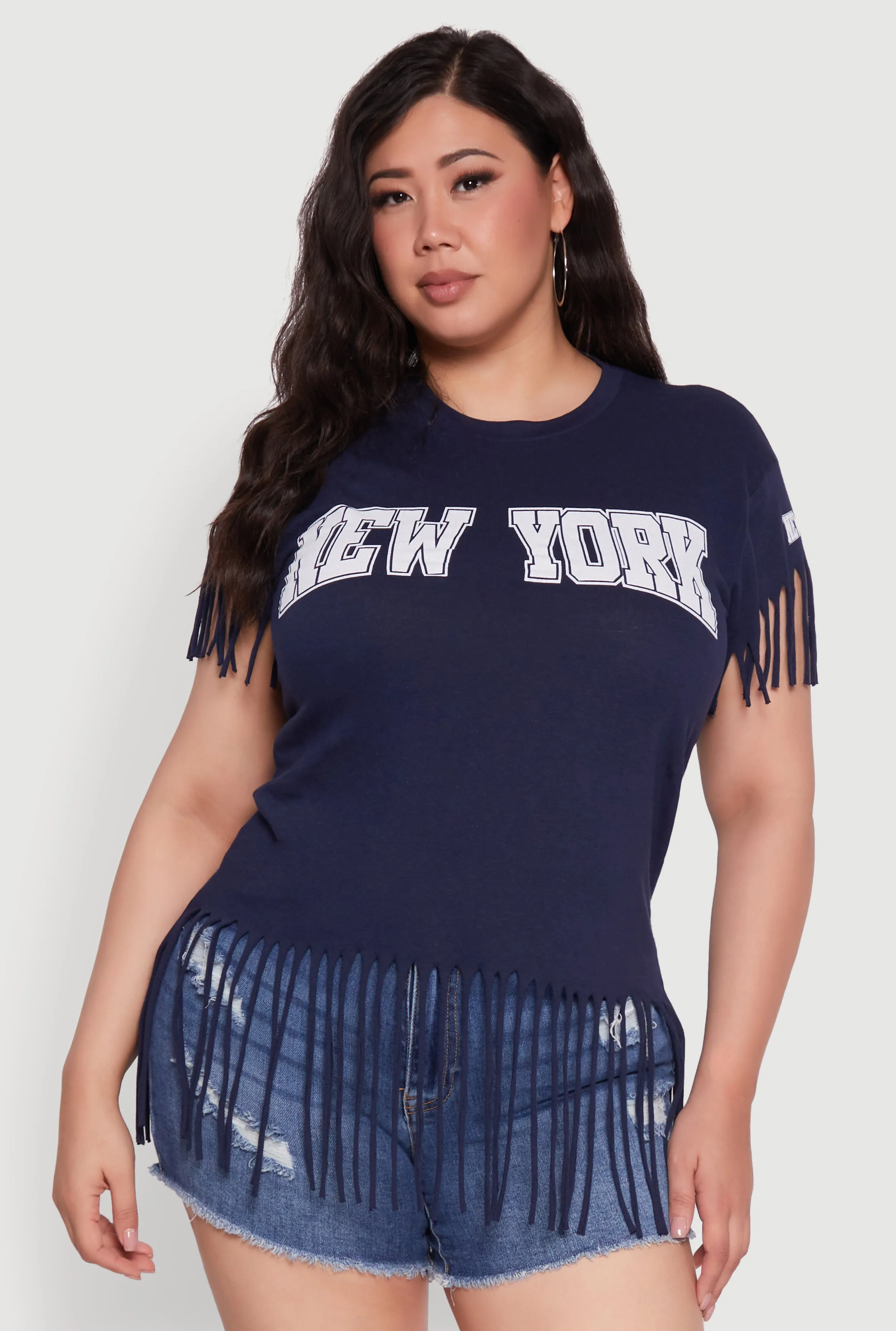 Plus Size New York Graphic Fringe Hem Tee sold by Rainbow product image thumbnail 2