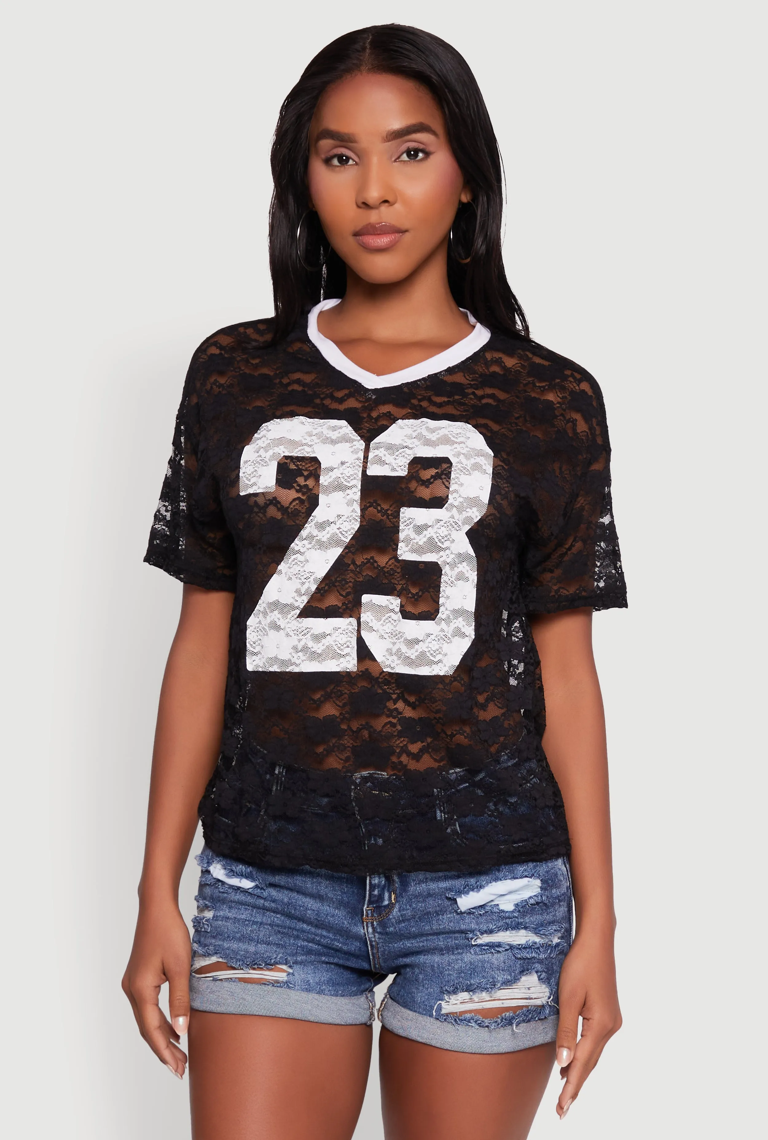 Floral Lace Graphic V-Neck Top sold by Rainbow product image thumbnail 2