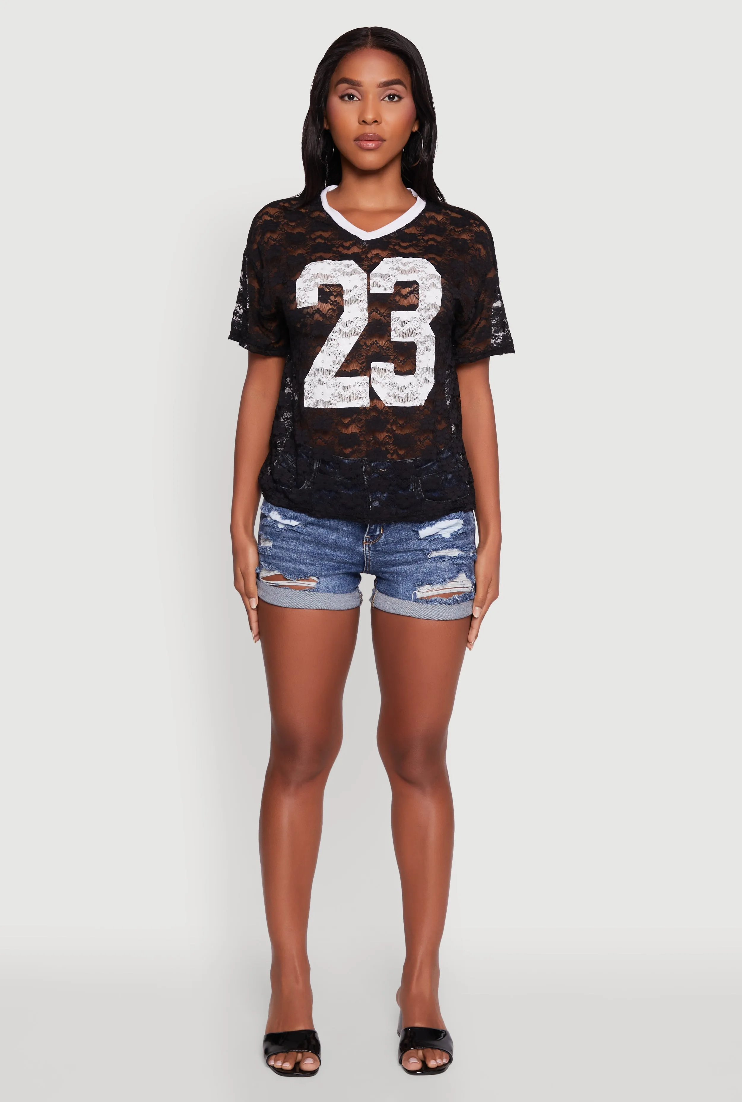 Floral Lace Graphic V-Neck Top sold by Rainbow product image thumbnail 3