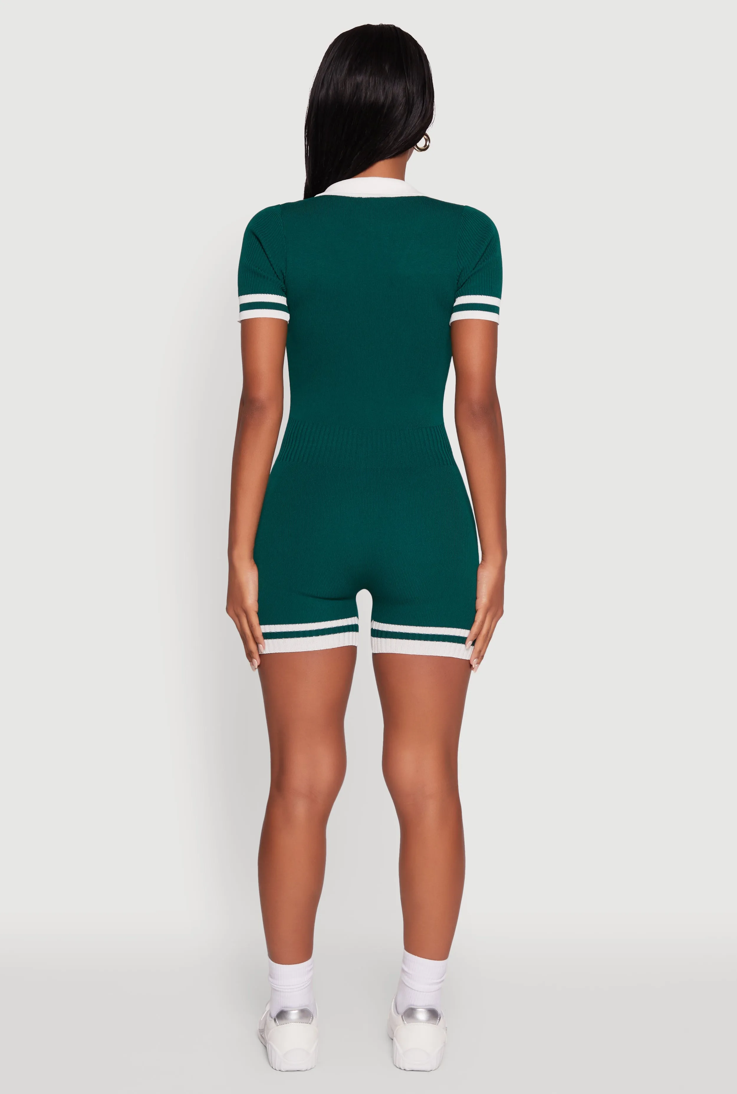 Daisy Ribbed Knit Varsity Stripe Button Front Romper sold by Rainbow product image thumbnail 5