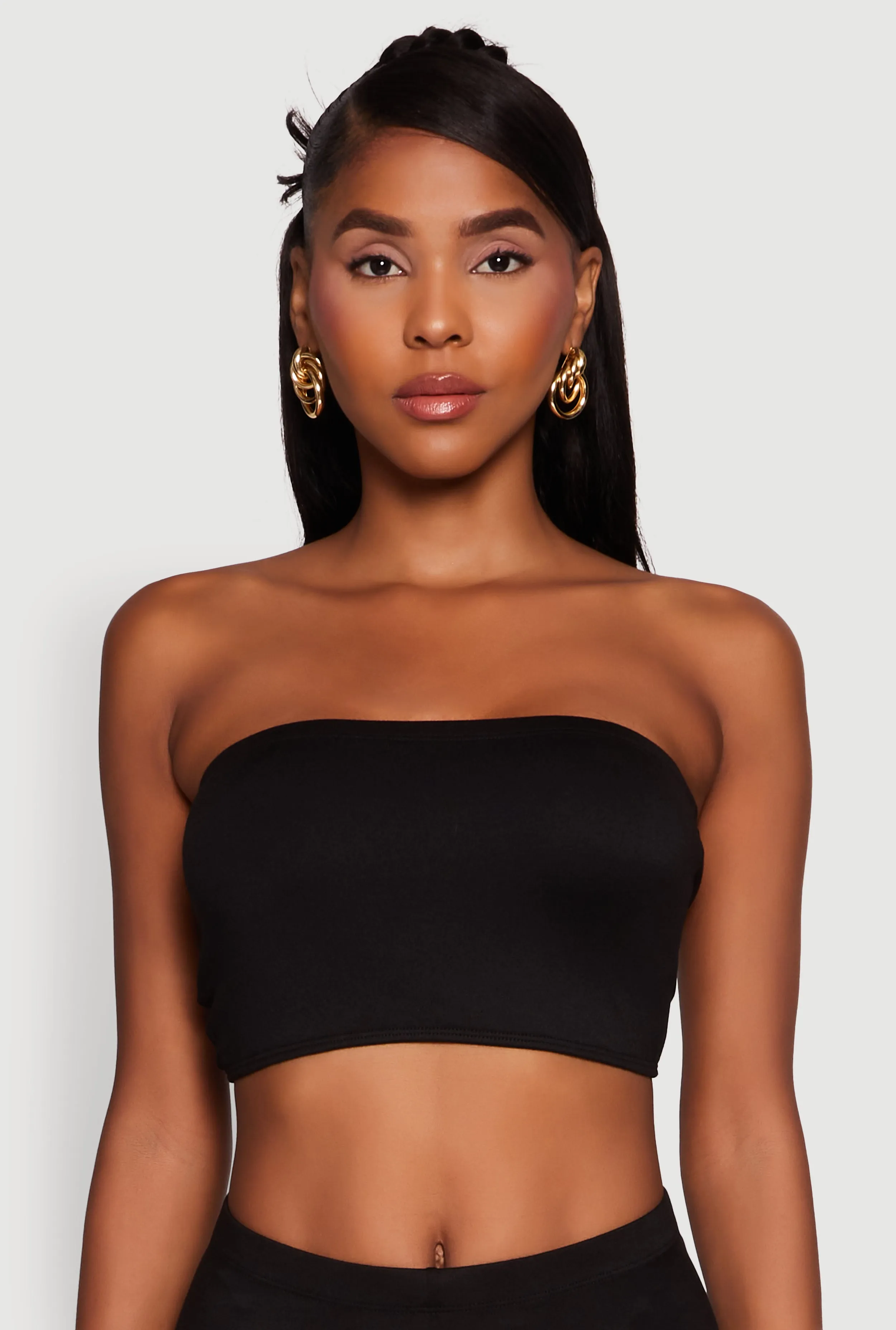 Trendy Solid Cropped Bandeau Top sold by Rainbow