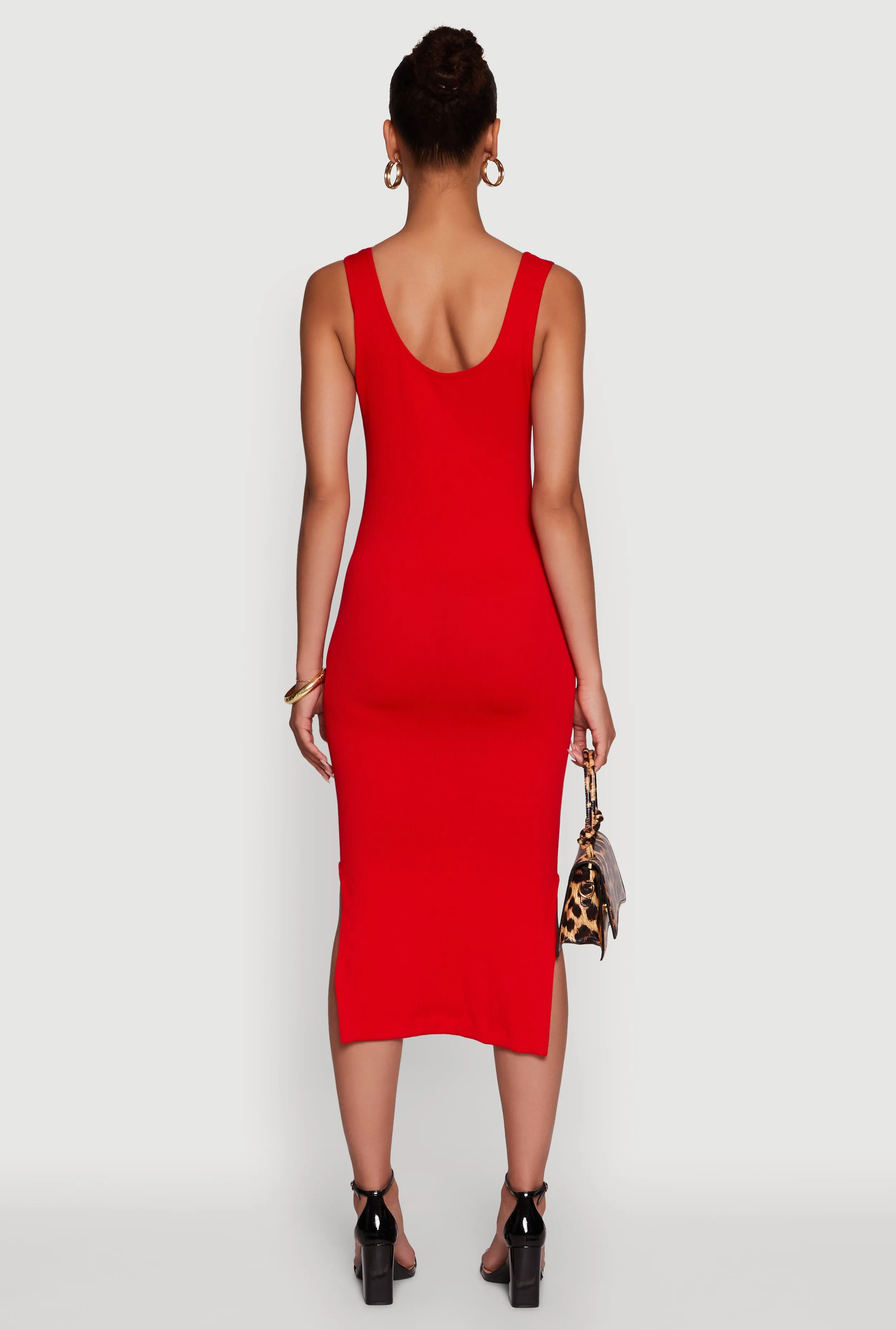 Rib Knit Scoop Neck Side Slit Tank Dress sold by Rainbow product image thumbnail 5