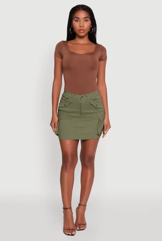 Trendy Flap Detail Cargo Pocket Skirt sold by Rainbow