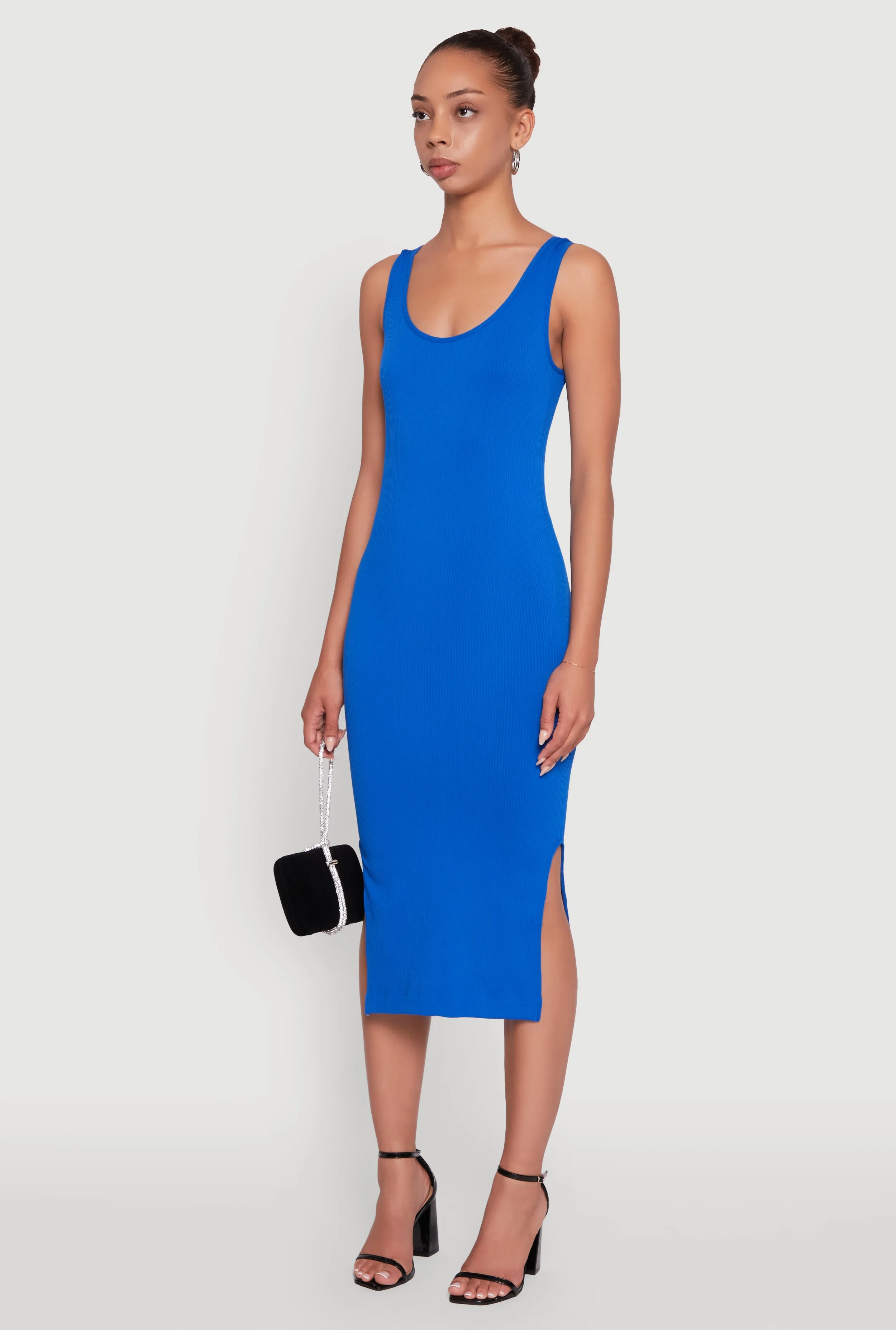 Rib Knit Scoop Neck Side Slit Tank Dress sold by Rainbow product image thumbnail 3