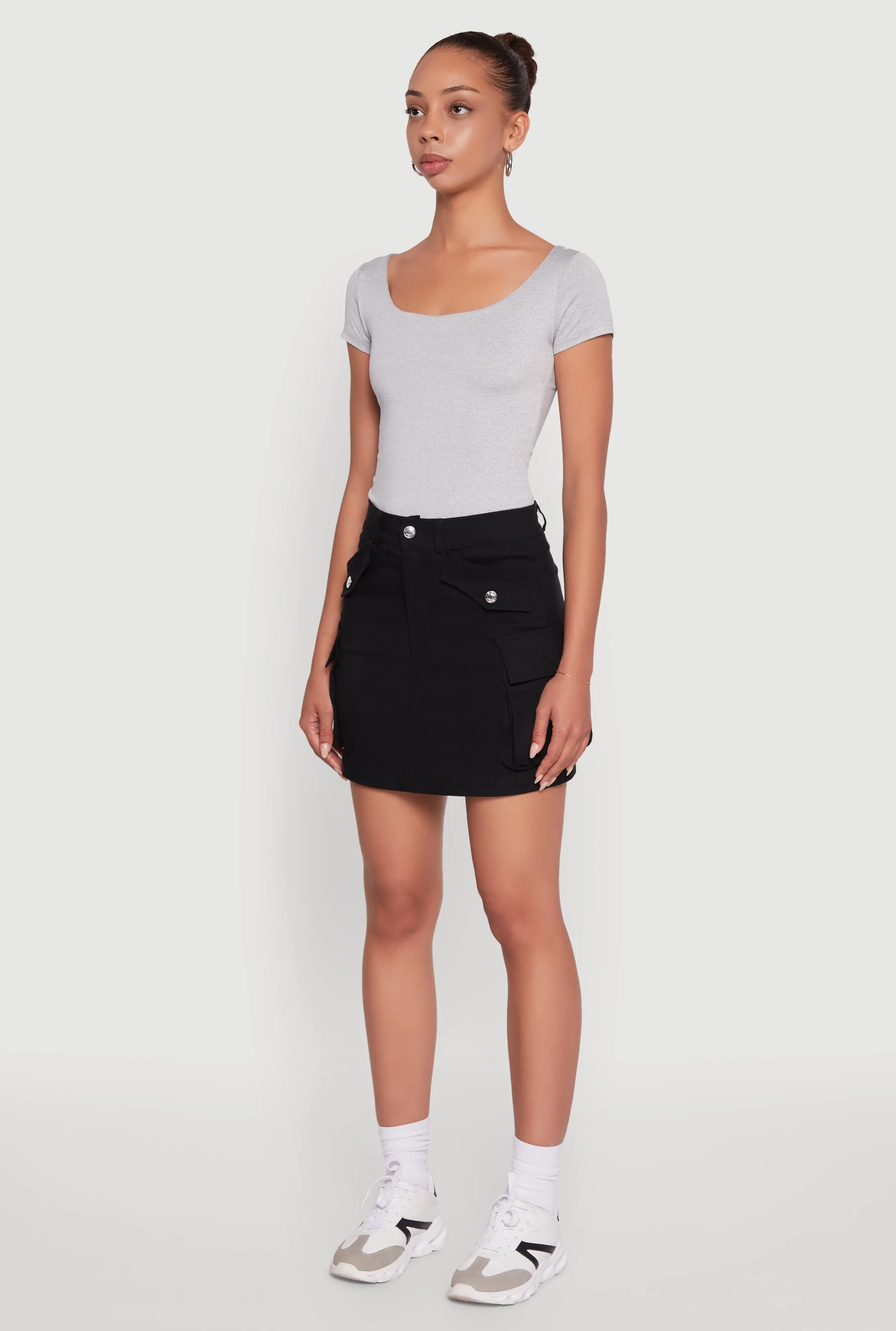 Trendy Flap Detail Cargo Pocket Skirt sold by Rainbow product image thumbnail 3
