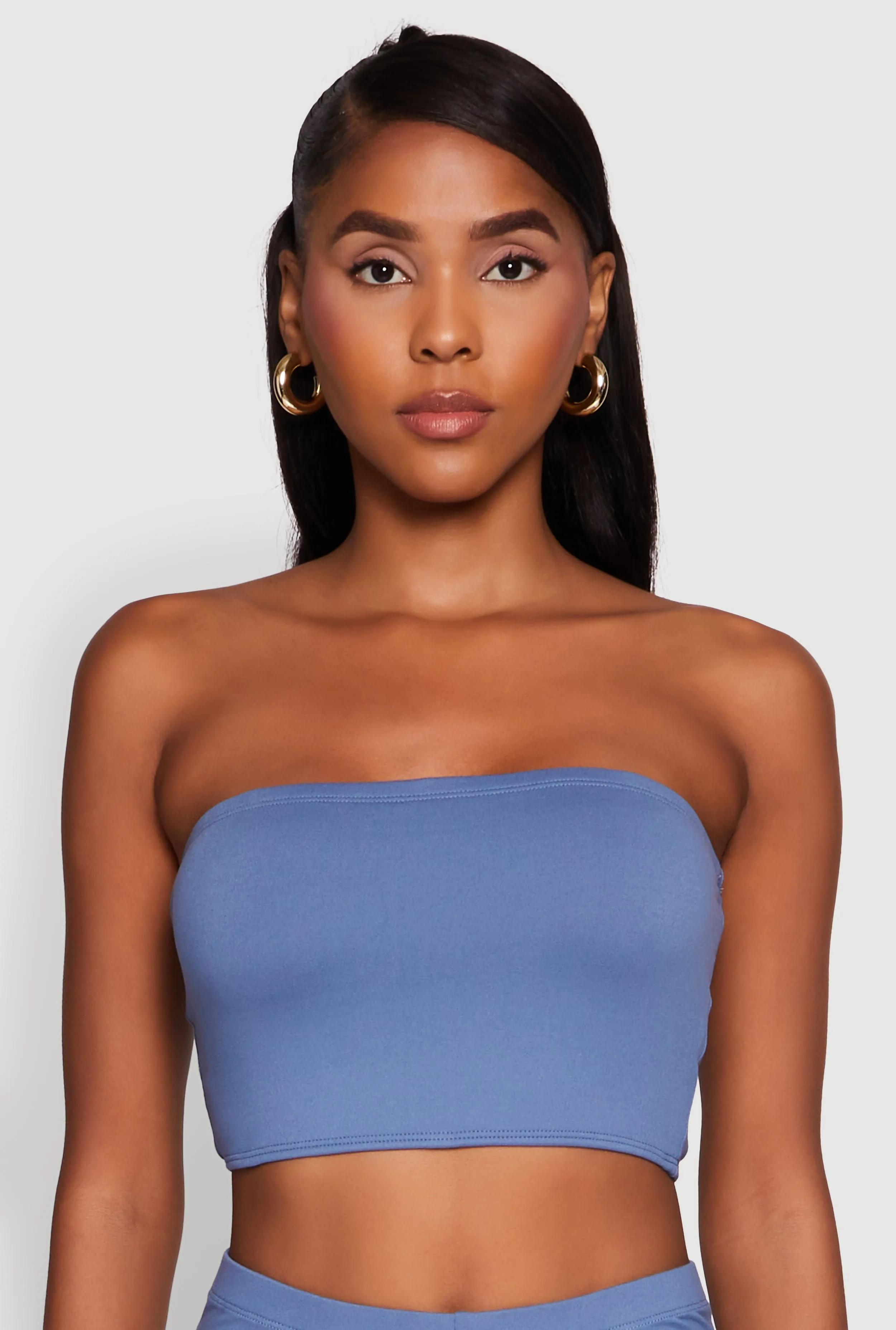 Trendy Solid Cropped Bandeau Top sold by Rainbow