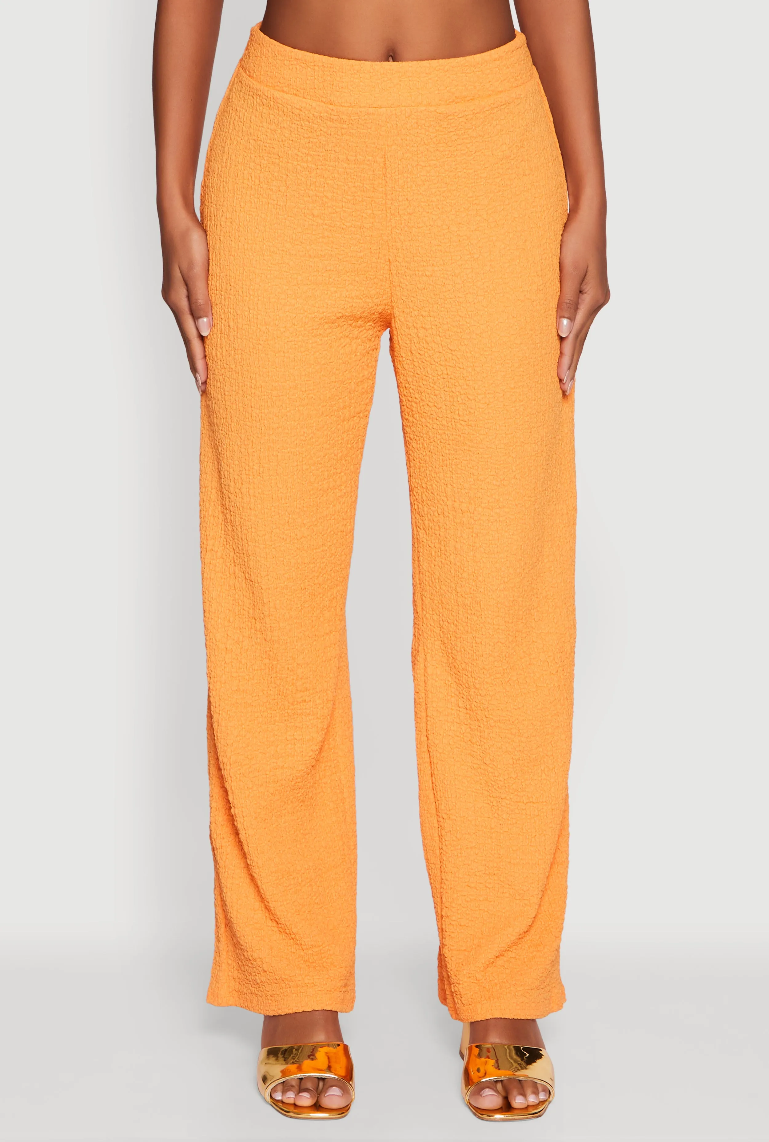 Trendy Solid High Waisted Wide Leg Pants sold by Rainbow product image thumbnail 3