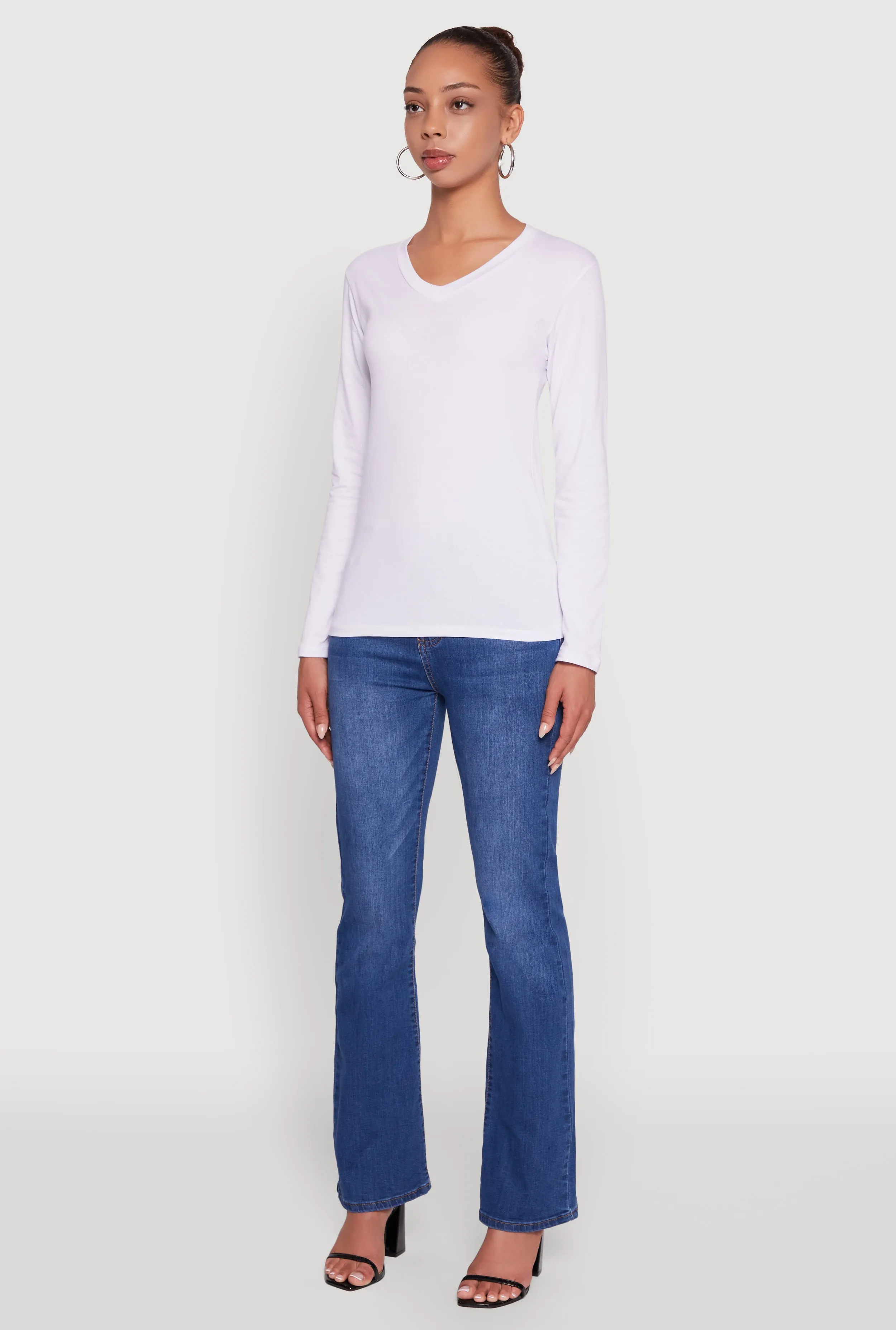 V-Neck Long Sleeve Solid T-Shirt sold by Rainbow product image thumbnail 5