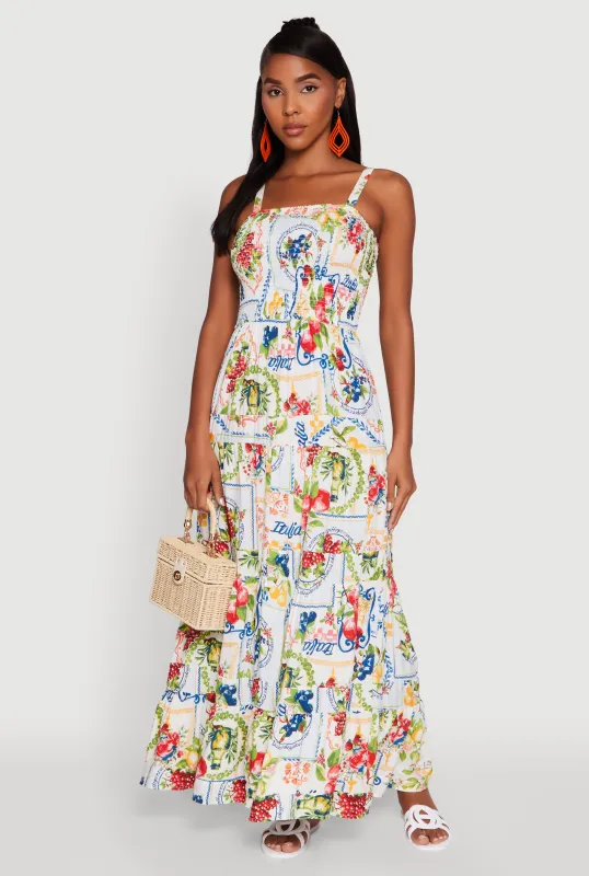 Patterned Tiered Maxi Sundress sold by Rainbow