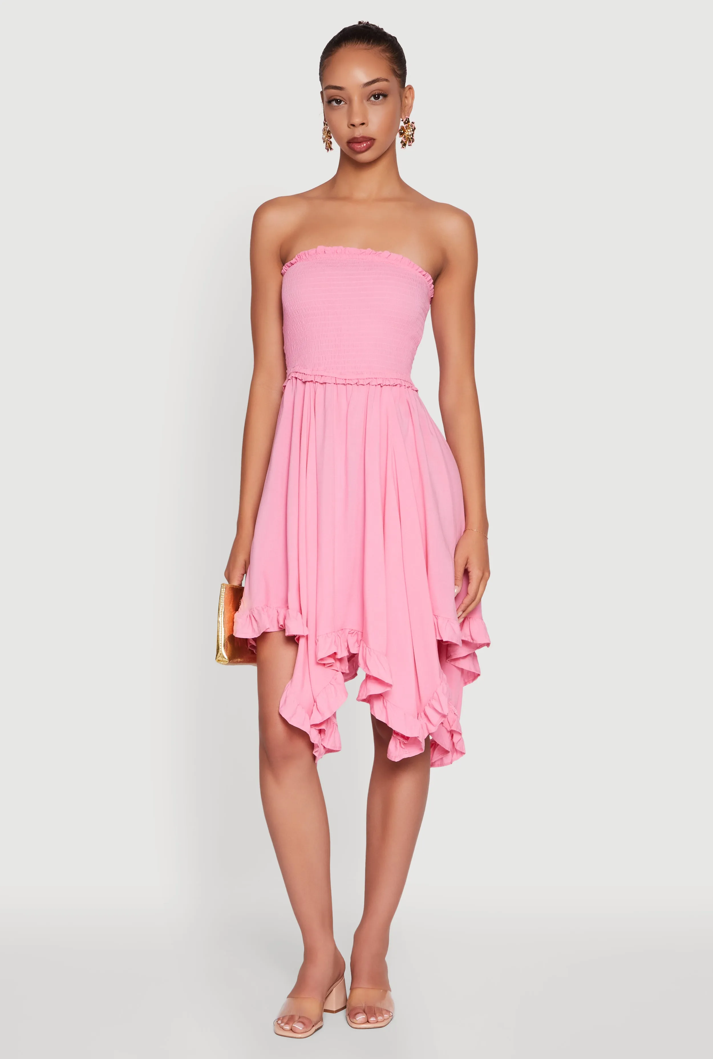 Smocked Handkerchief Hem Tube Dress sold by Rainbow