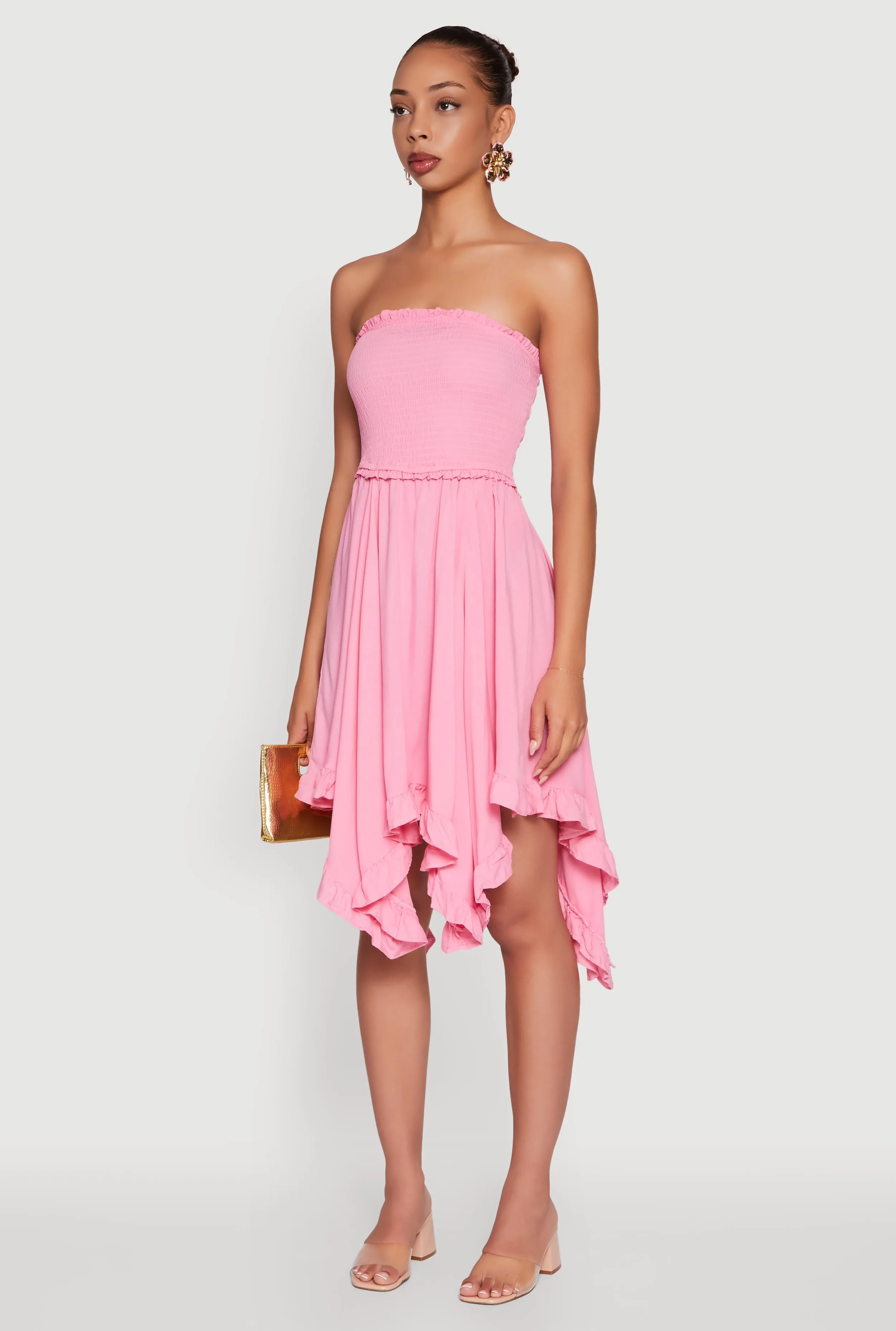 Smocked Handkerchief Hem Tube Dress sold by Rainbow product image thumbnail 3