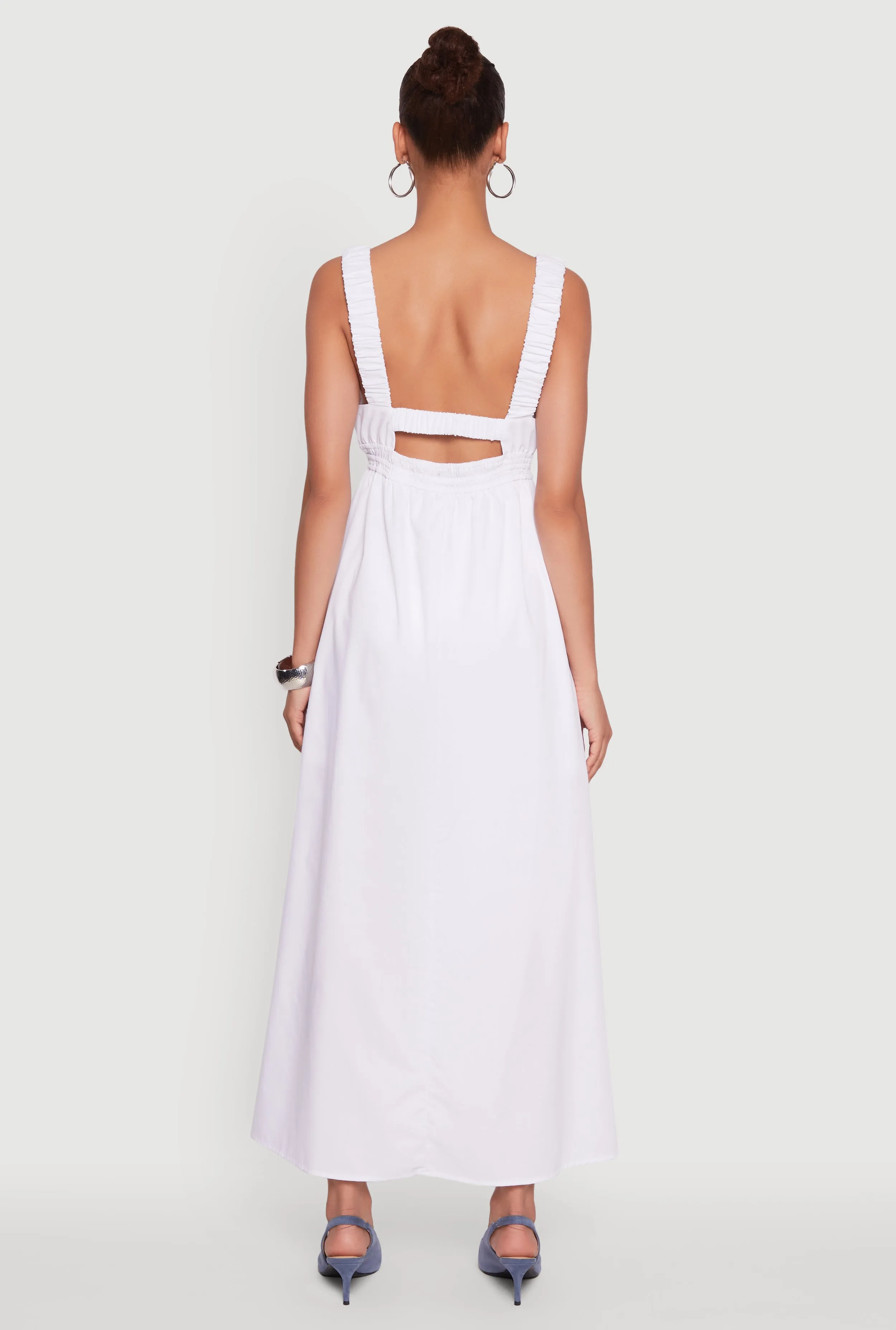 Poplin Sleeveless Scoop Neck Tie Front Maxi Dress sold by Rainbow product image thumbnail 5