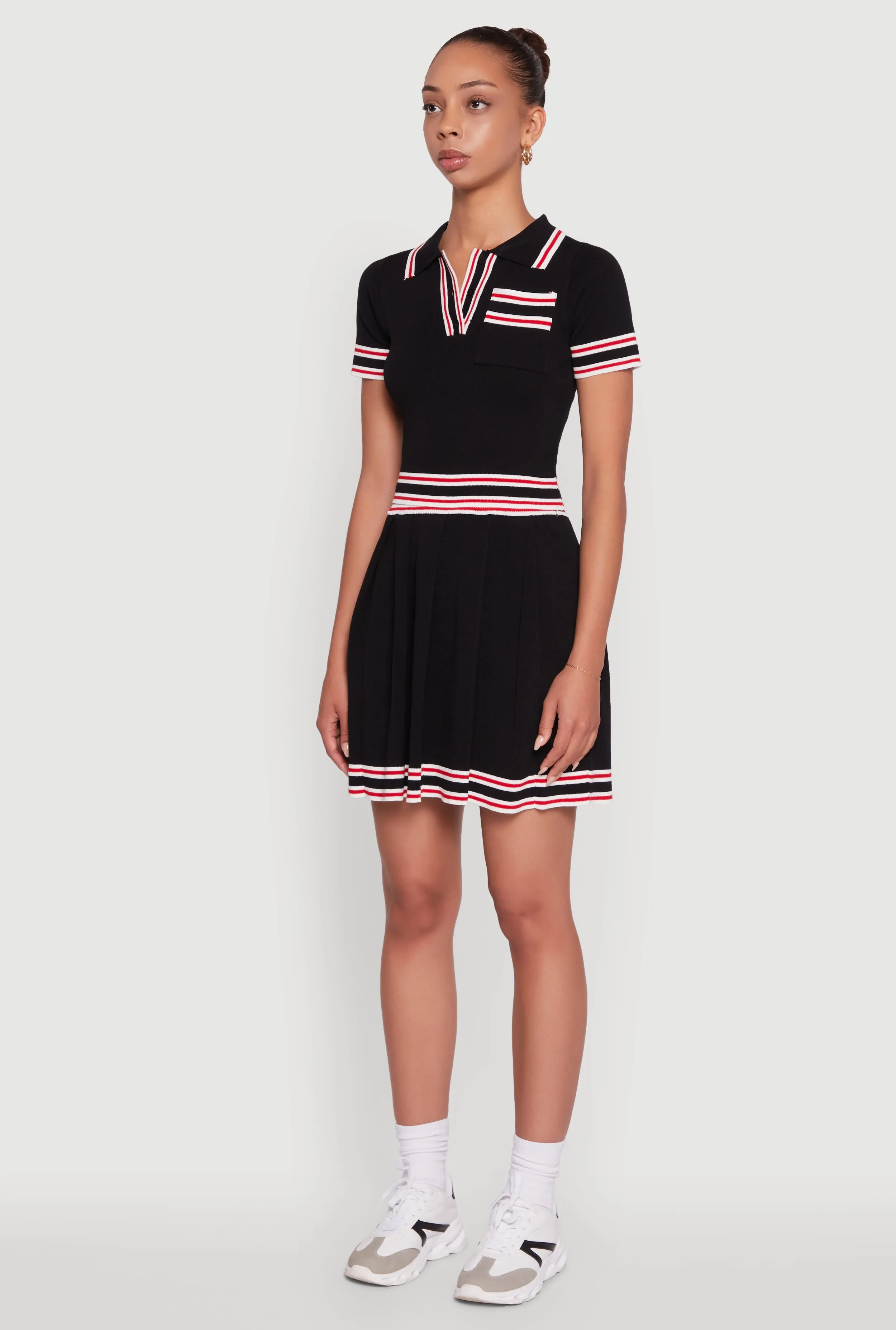Daisy Varsity Stripe Trim Cropped Polo Shirt sold by Rainbow product image thumbnail 5