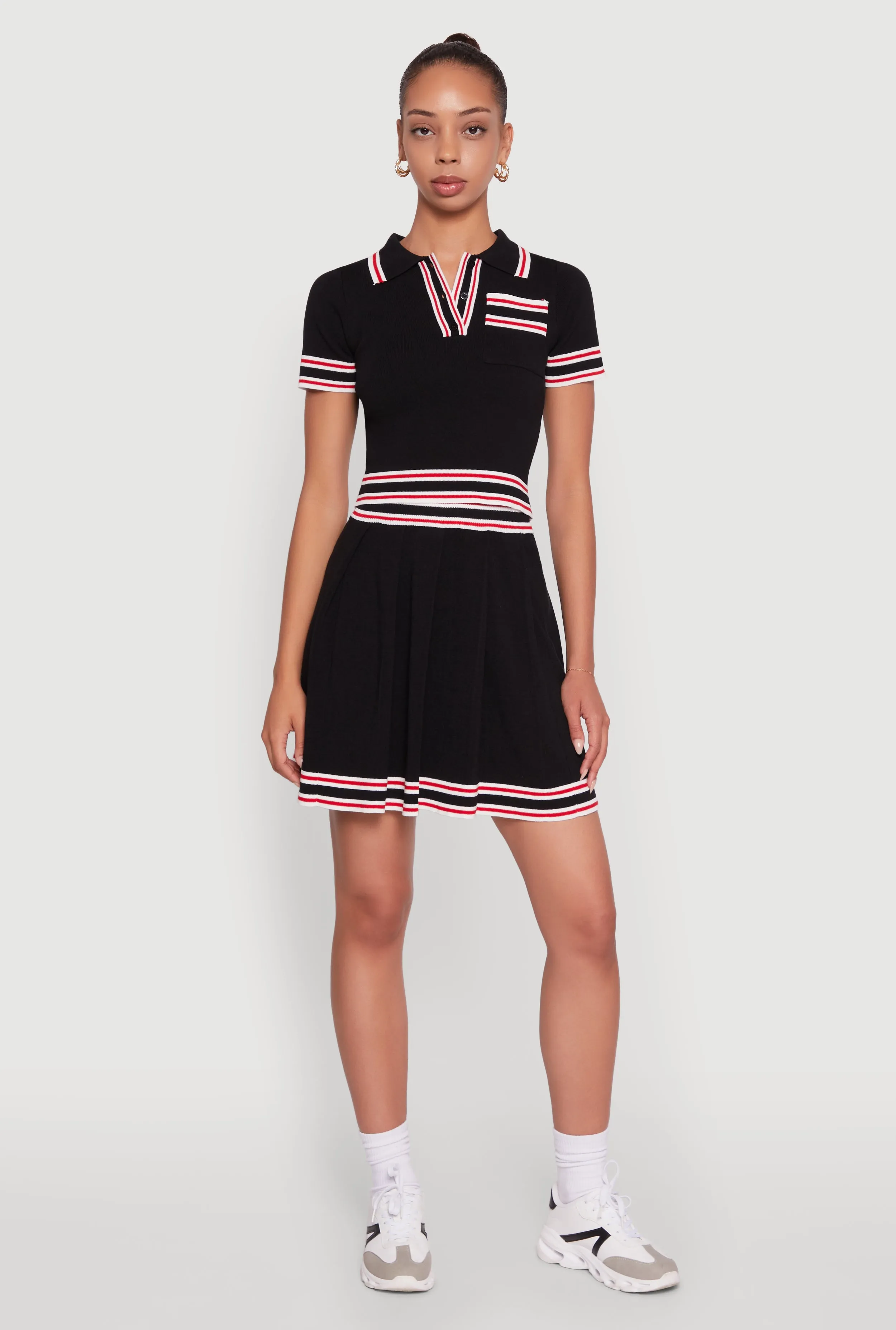 Daisy Varsity Stripe Trim Cropped Polo Shirt sold by Rainbow product image thumbnail 2