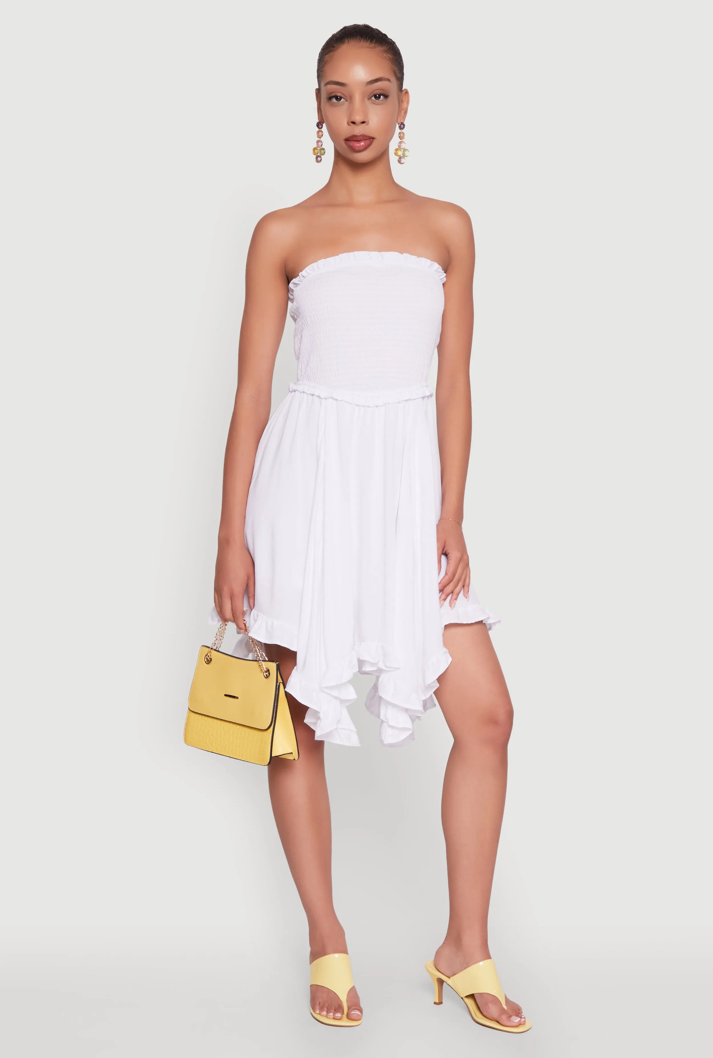 Smocked Handkerchief Hem Tube Dress sold by Rainbow