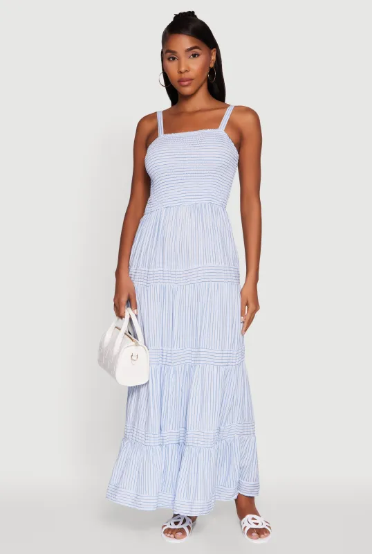 Striped Tiered Maxi Sundress sold by Rainbow