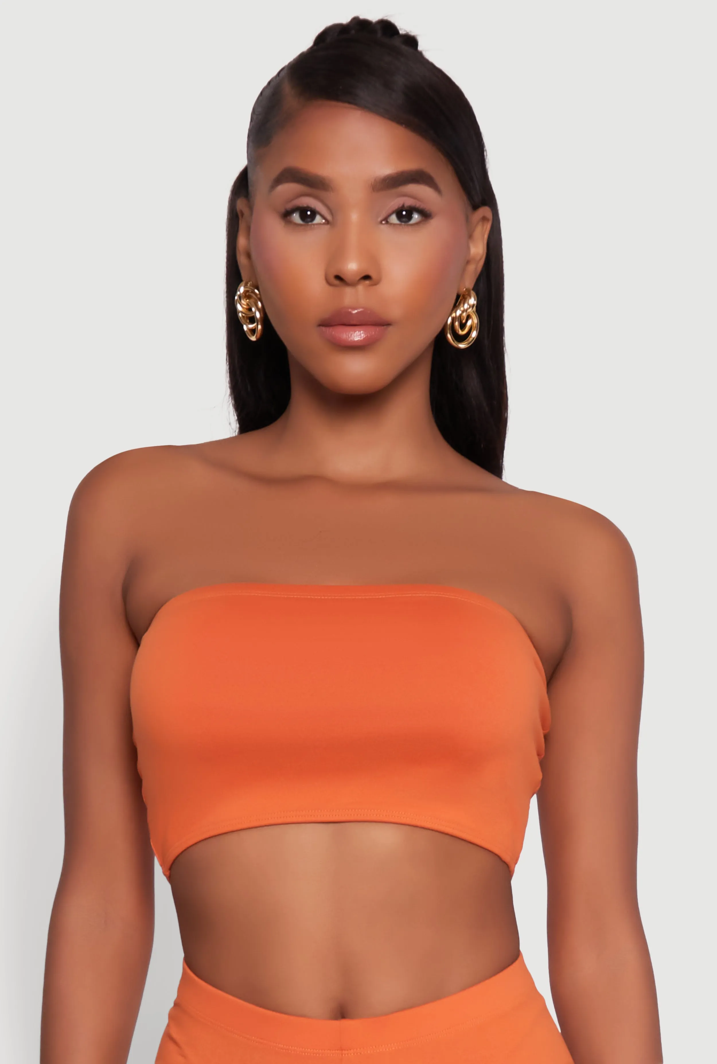 Trendy Solid Cropped Bandeau Top sold by Rainbow