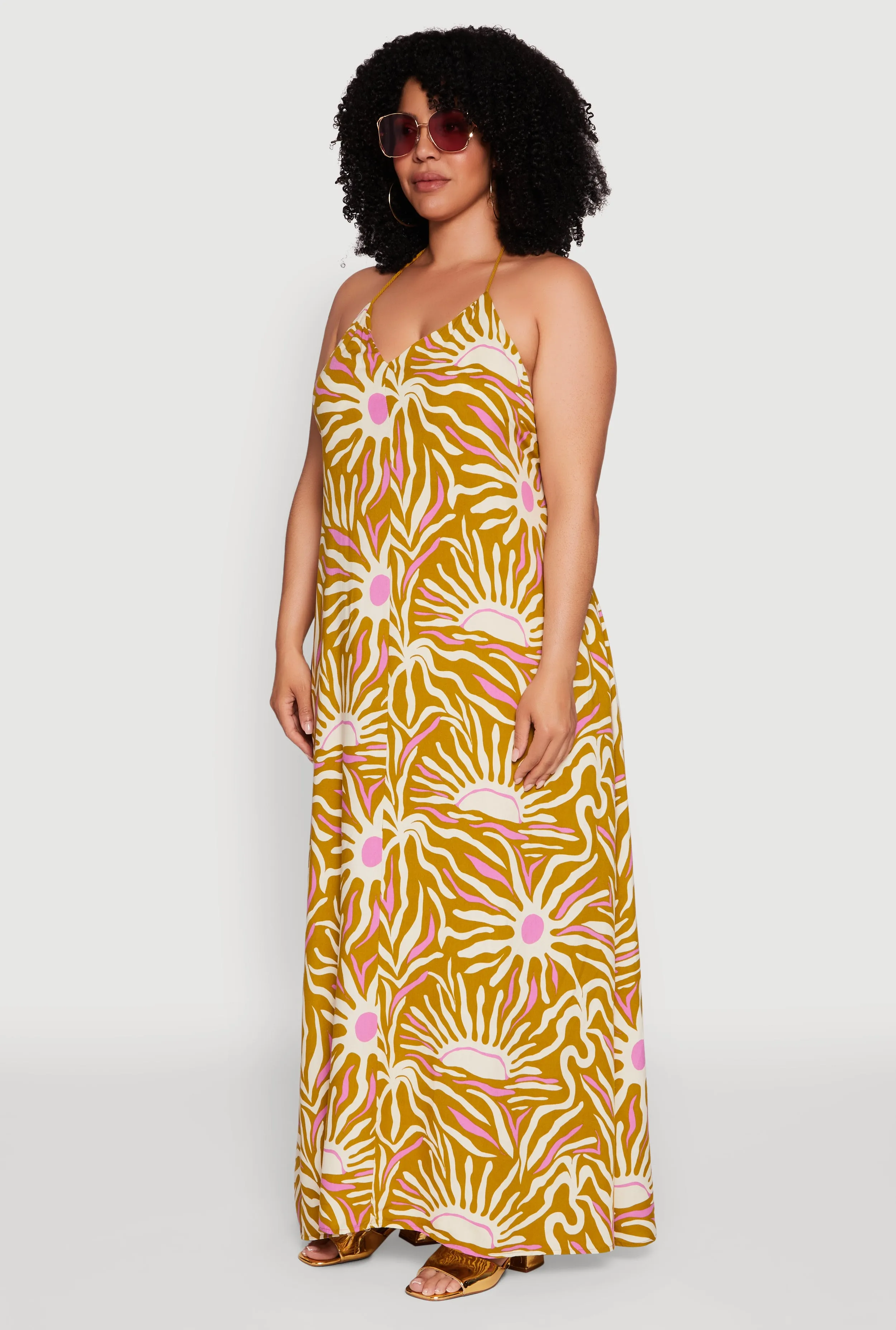 Plus Size Printed Pattern Open Back Maxi Dress sold by Rainbow product image thumbnail 3