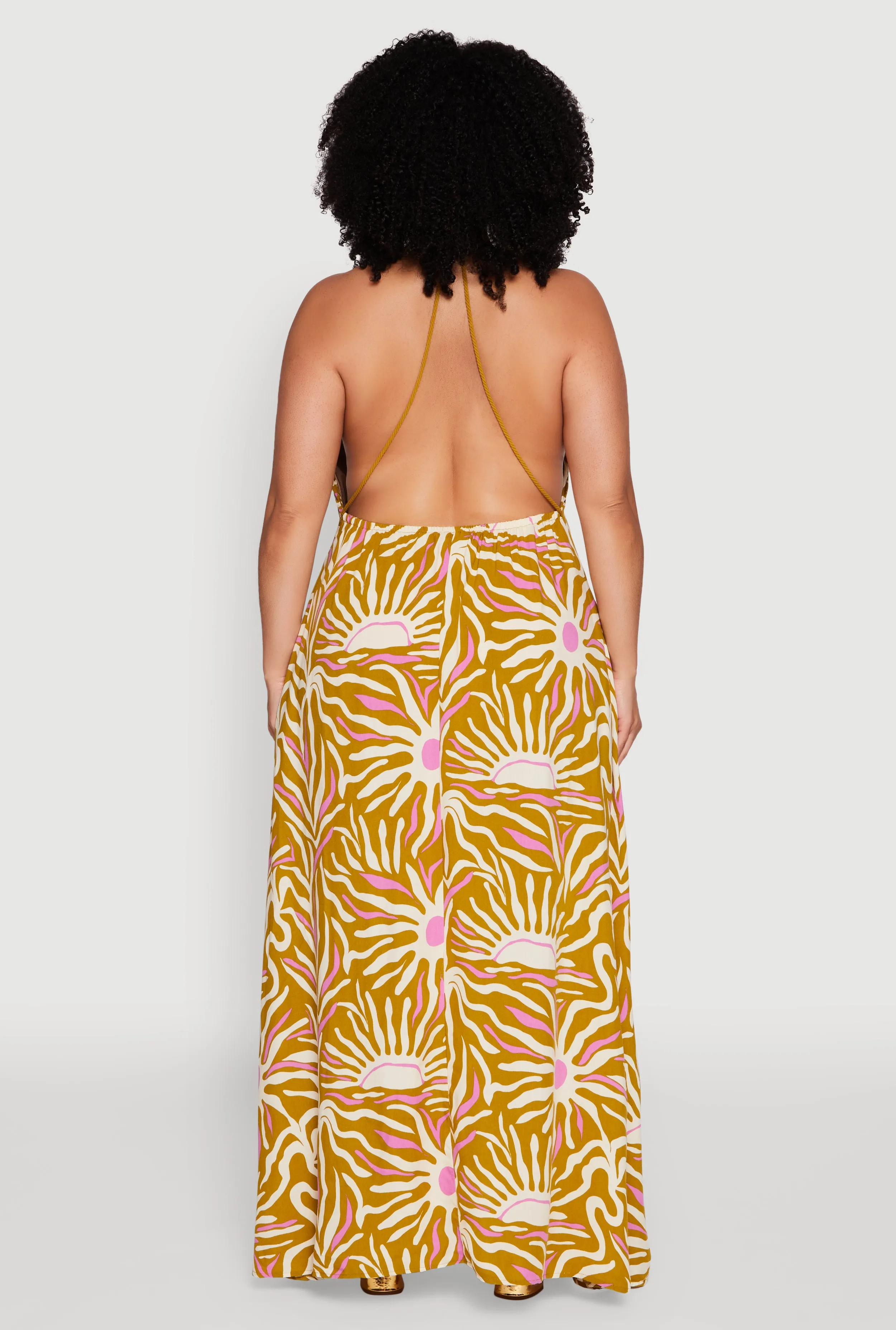 Plus Size Printed Pattern Open Back Maxi Dress sold by Rainbow product image thumbnail 5