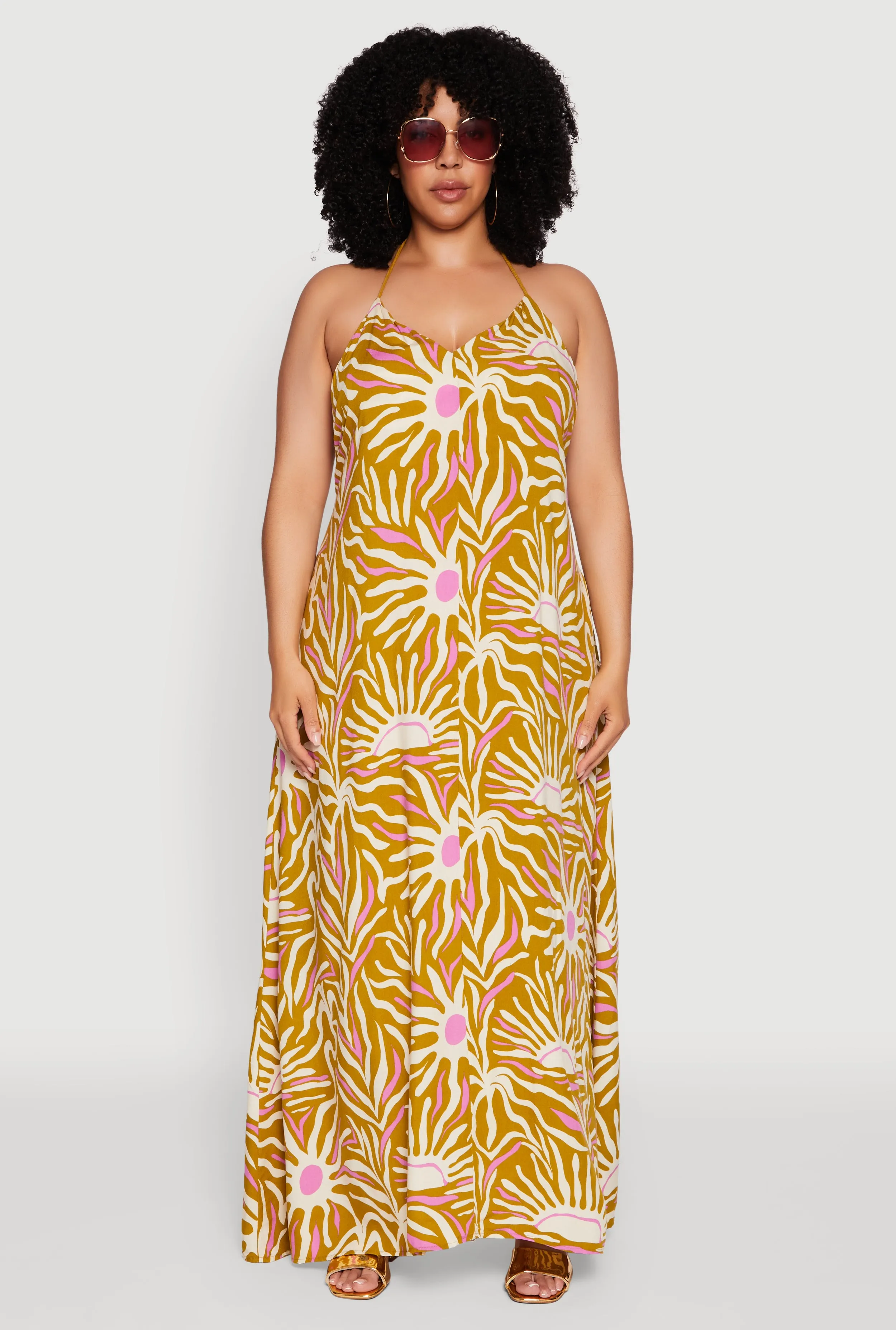 Plus Size Printed Pattern Open Back Maxi Dress sold by Rainbow product image thumbnail 2