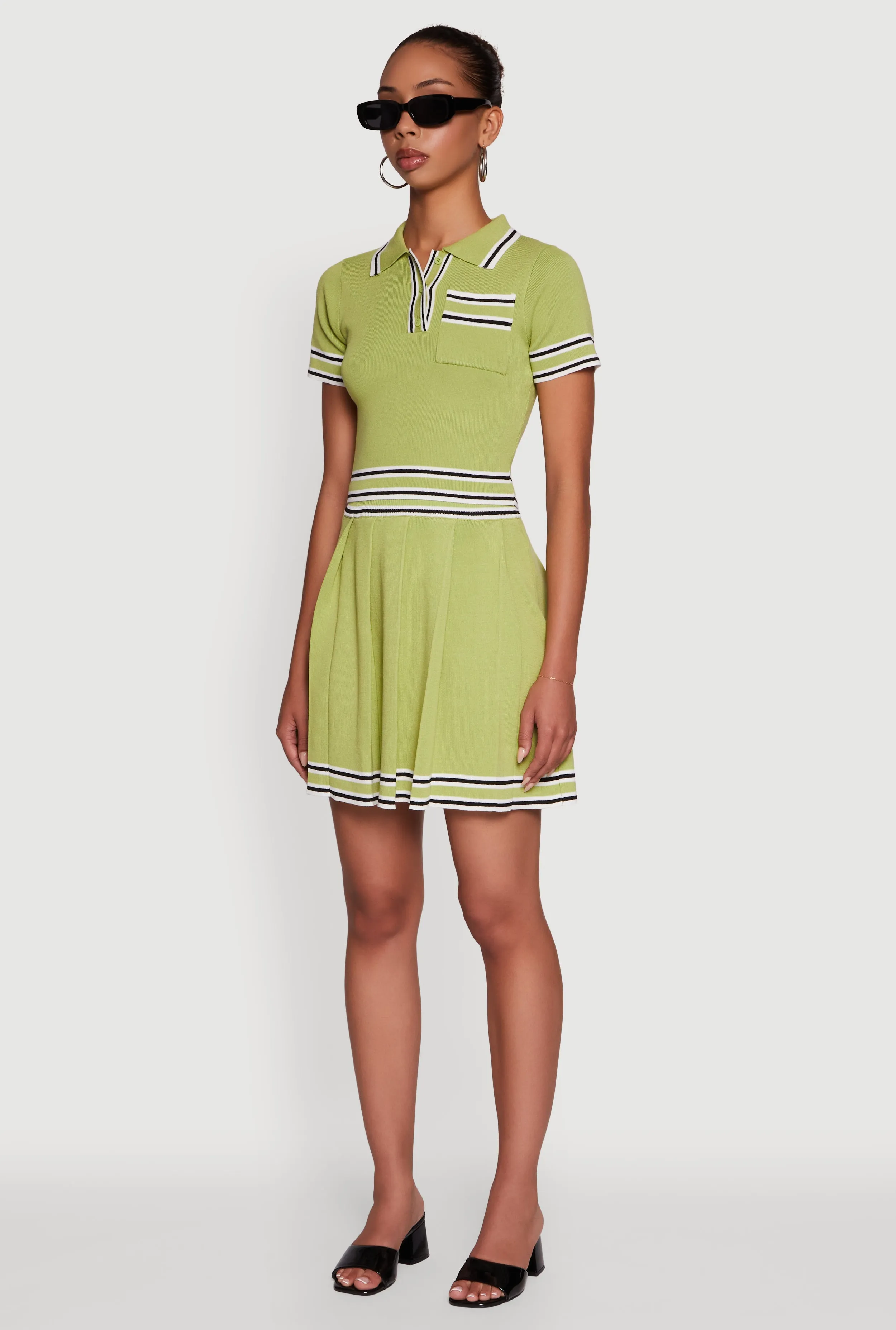Daisy Varsity Stripe Trim Cropped Polo Shirt sold by Rainbow product image thumbnail 5