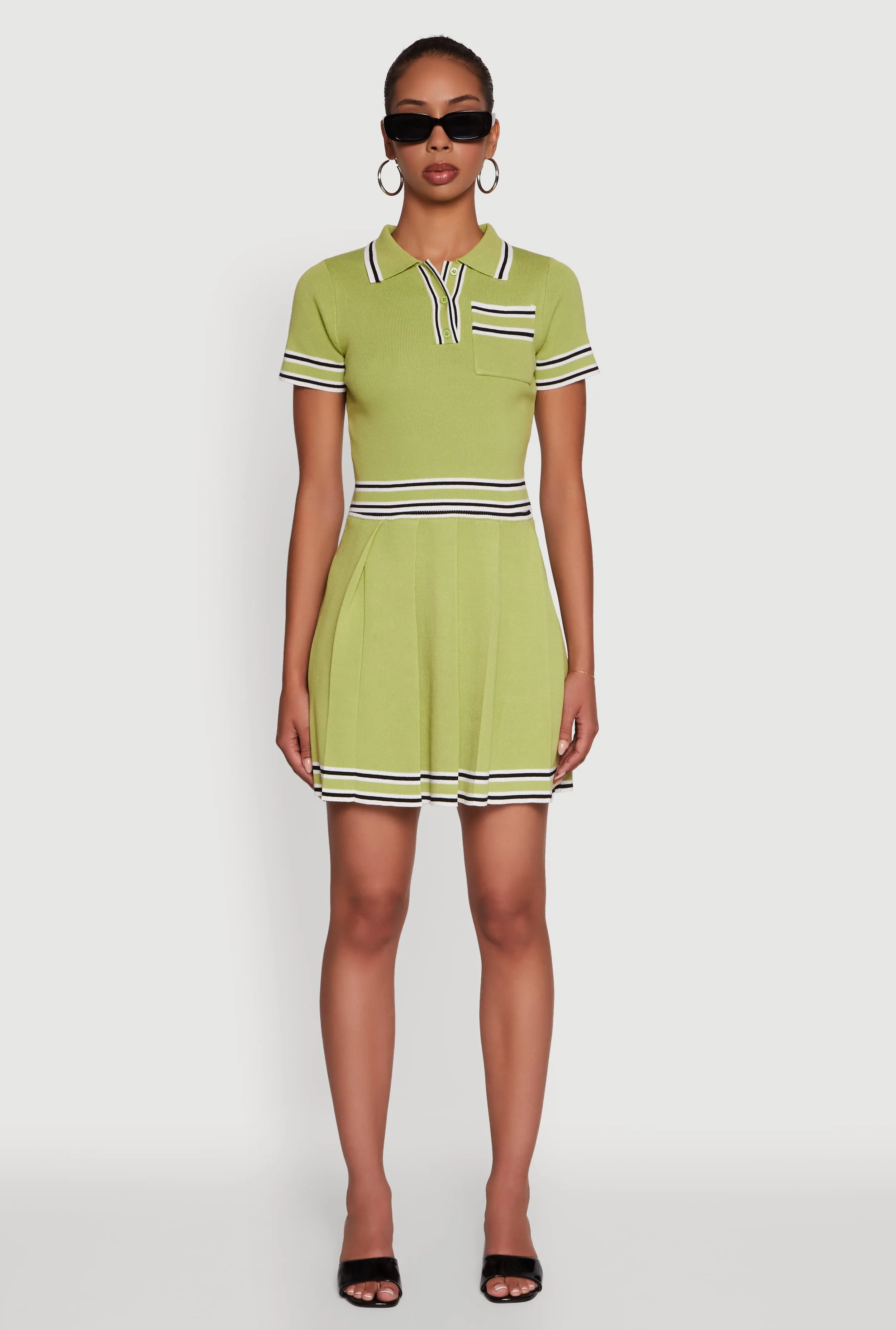Daisy Varsity Stripe Trim Cropped Polo Shirt sold by Rainbow product image thumbnail 2