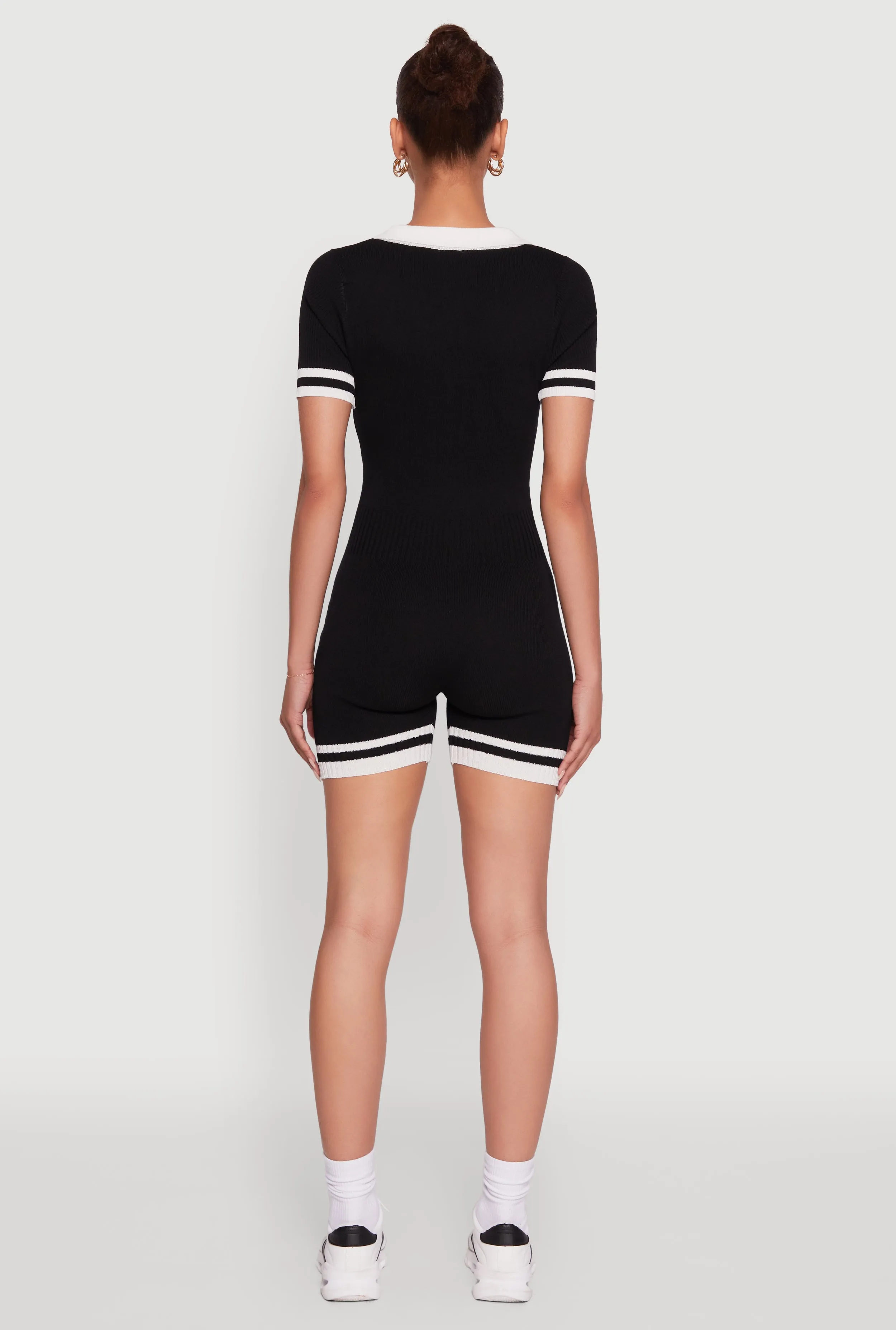Daisy Ribbed Knit Varsity Stripe Button Front Romper sold by Rainbow product image thumbnail 5