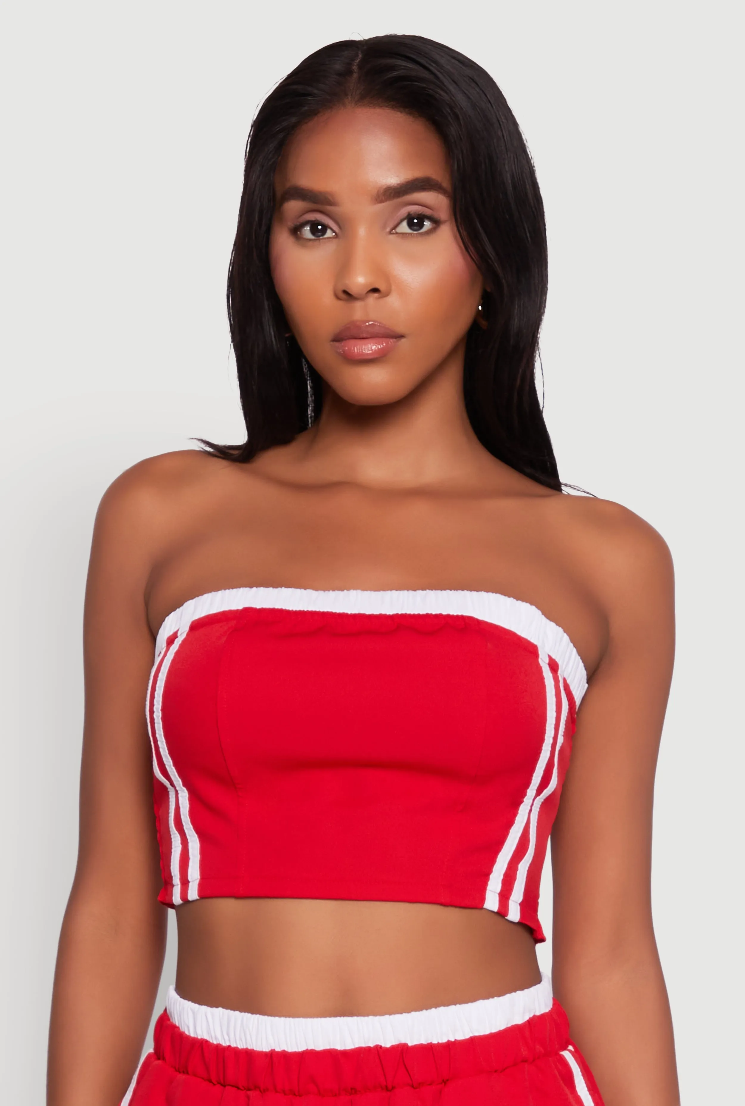 Varsity Stripe Crop Tube Top sold by Rainbow