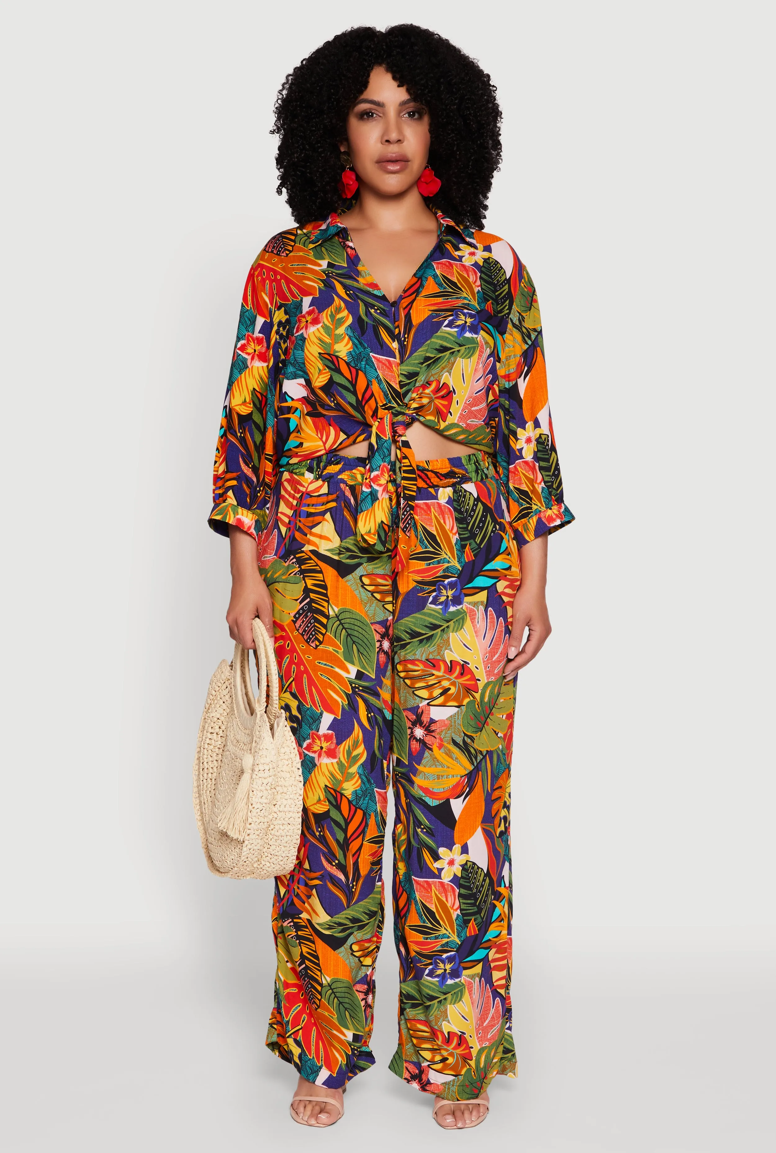 Plus Size High Waisted Floral Print Palazzo Pants sold by Rainbow product image thumbnail 2