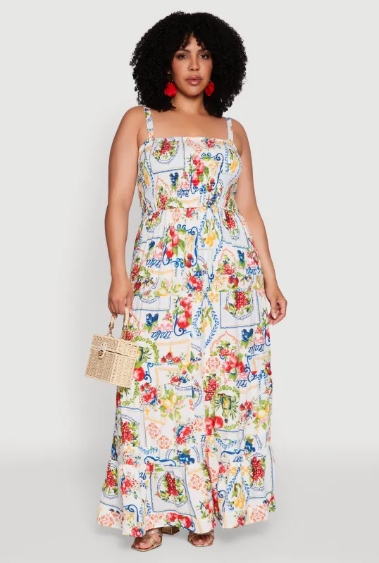 Plus Size Smocked Tiered Maxi Sundress sold by Rainbow