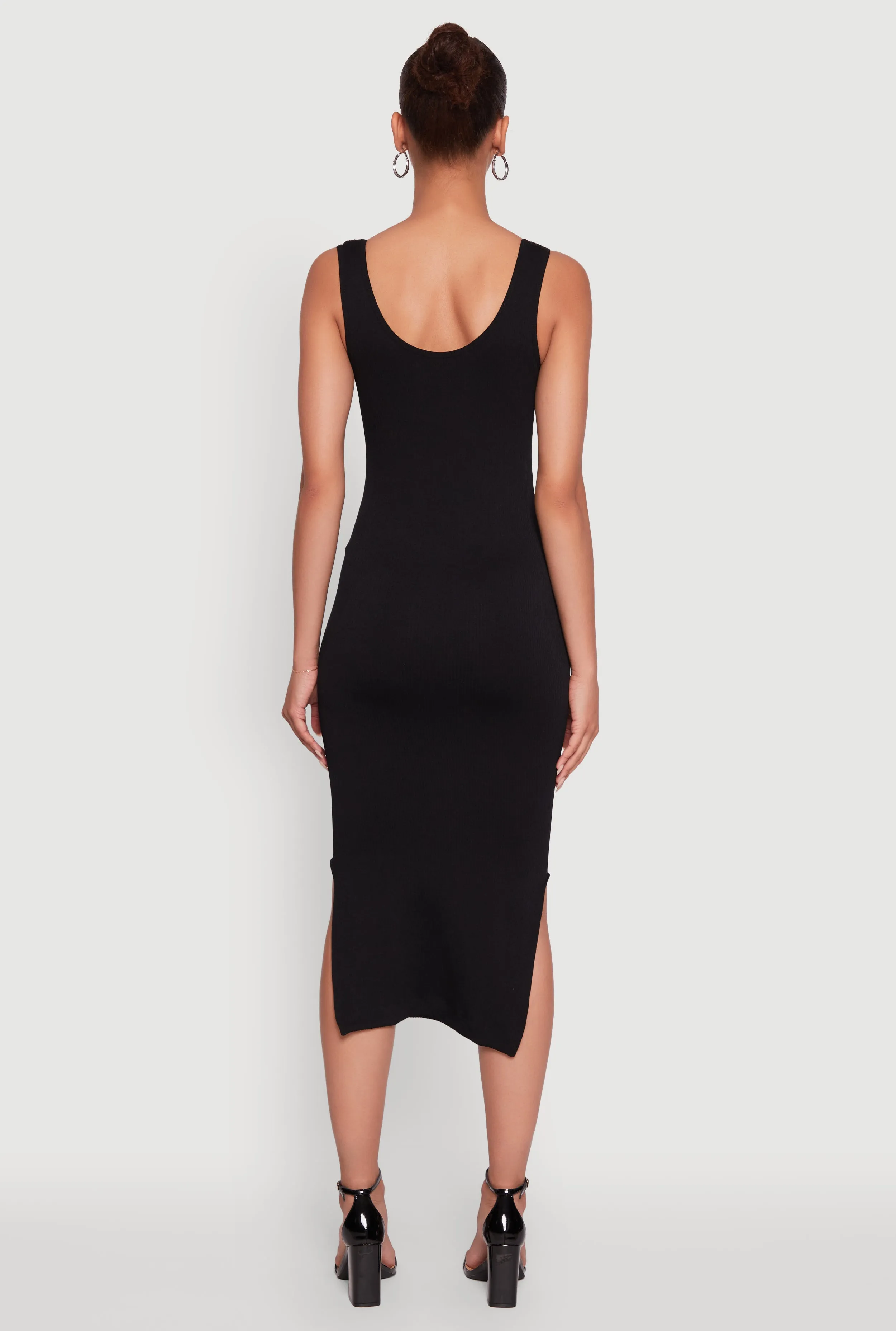Rib Knit Scoop Neck Side Slit Tank Dress sold by Rainbow product image thumbnail 5