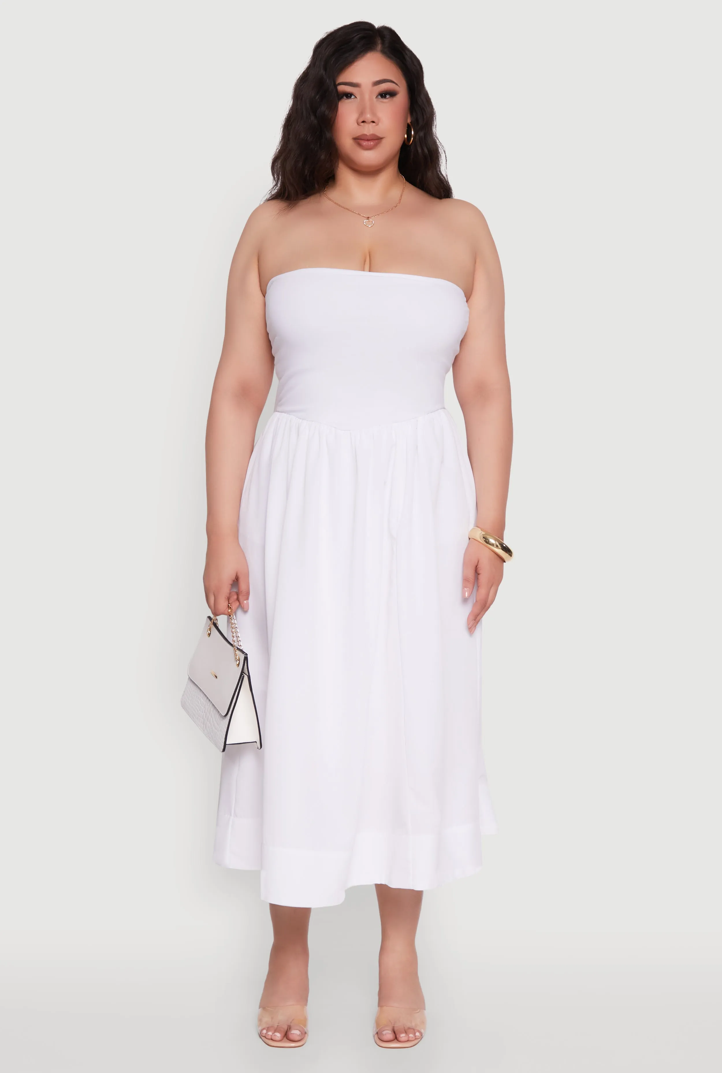 Plus Size Strapless Side Pocket Midi Dress sold by Rainbow product image thumbnail 2